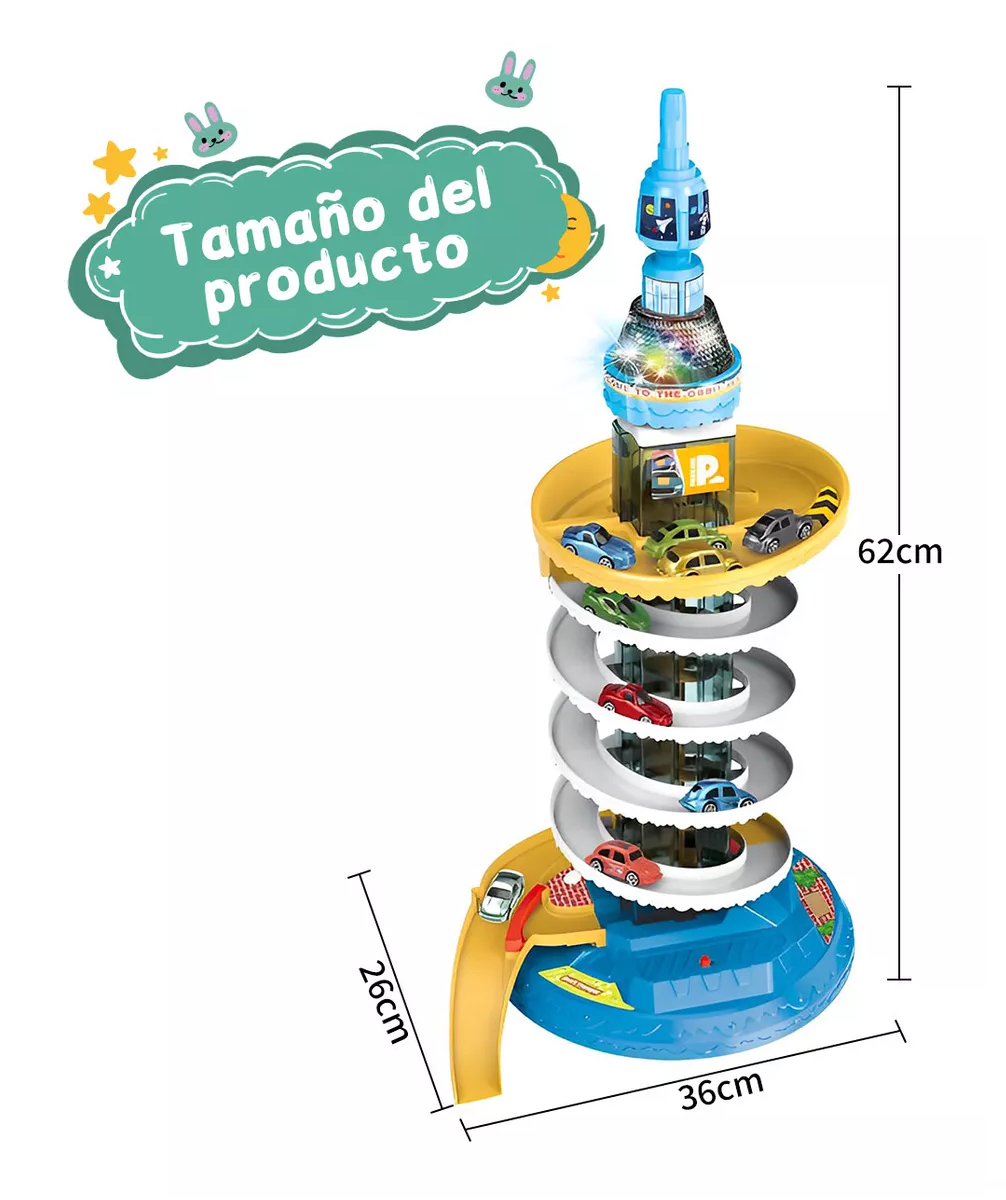 Foto 2 | Rascacielos Lab.G Pista de Girar con Música y 4 Auto de Colores
