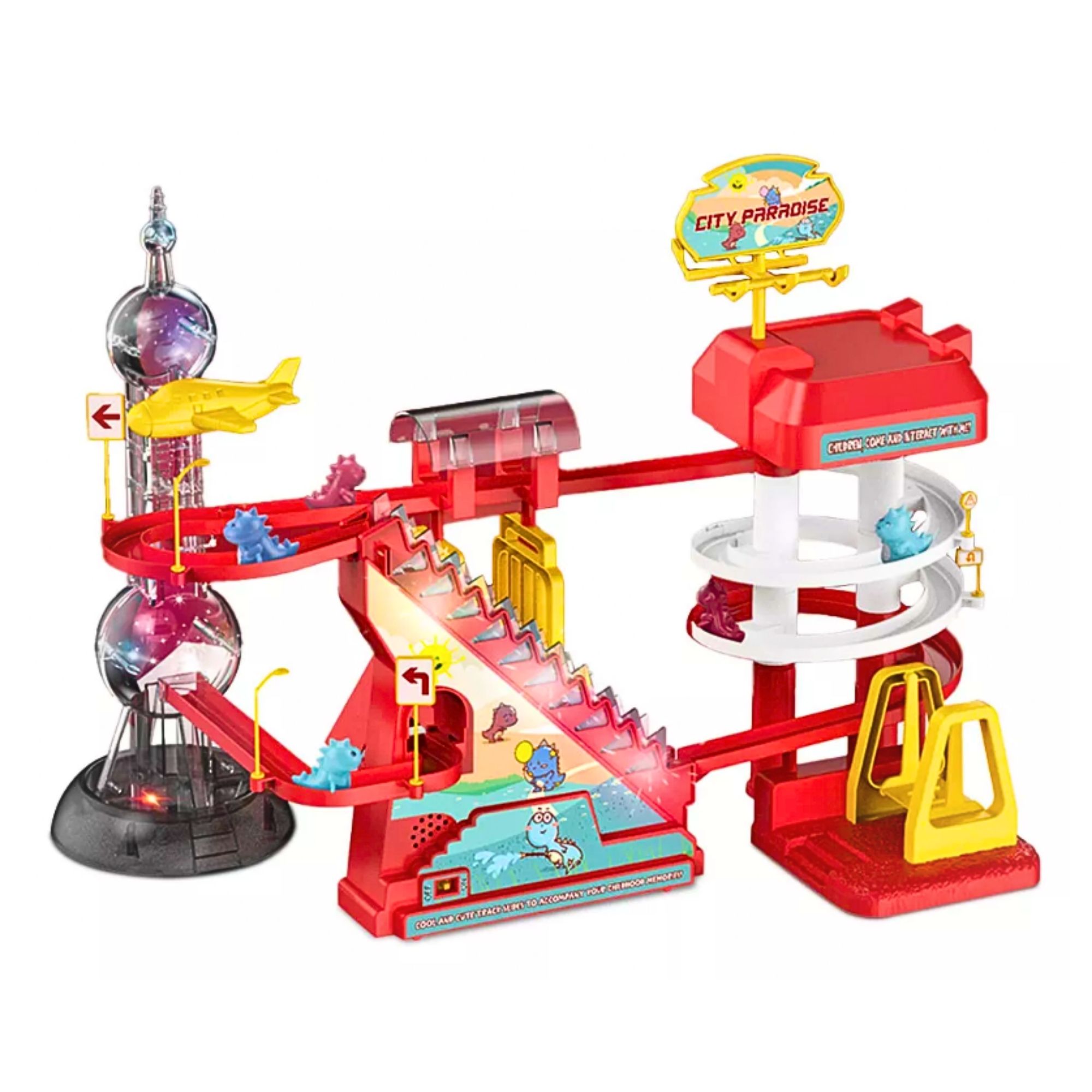 Juguete Con Pistas De Dinosaurio Para Niños Color Rojo