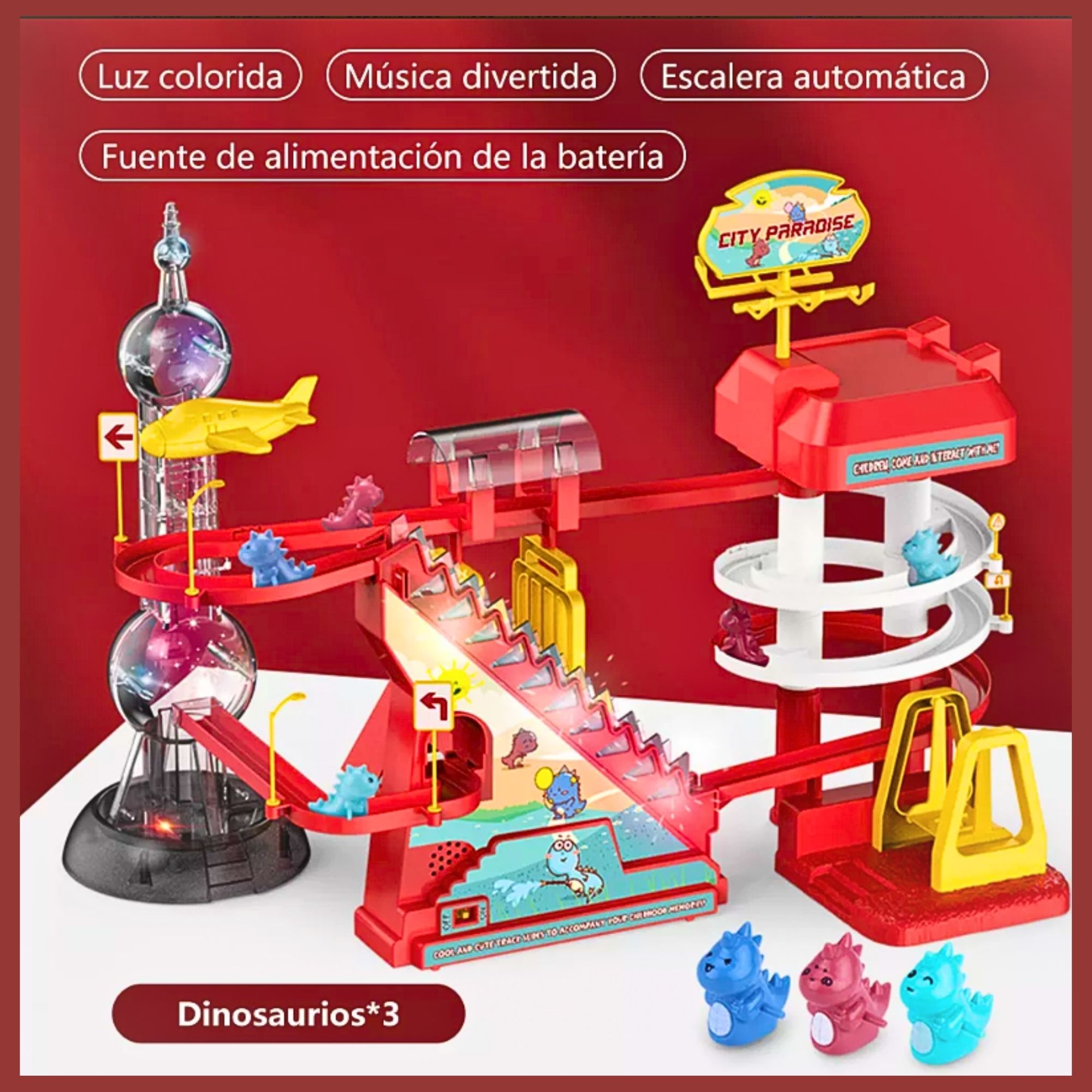 Foto 3 pulgar | Juguete Con Pistas De Dinosaurio Para Niños Color Rojo