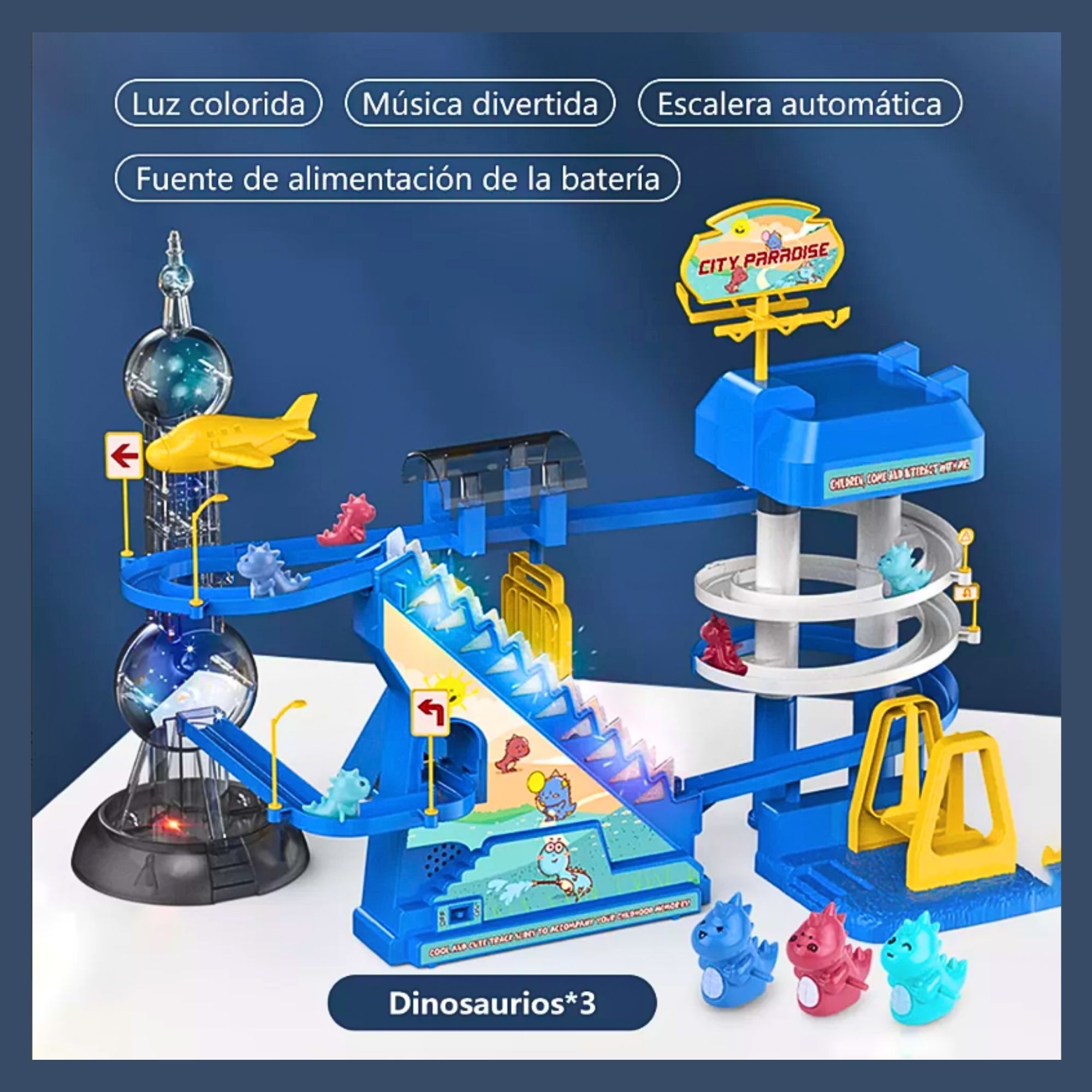 Foto 3 pulgar | Juguete Con Pistas De Dinosaurio Para Niños Color Azul