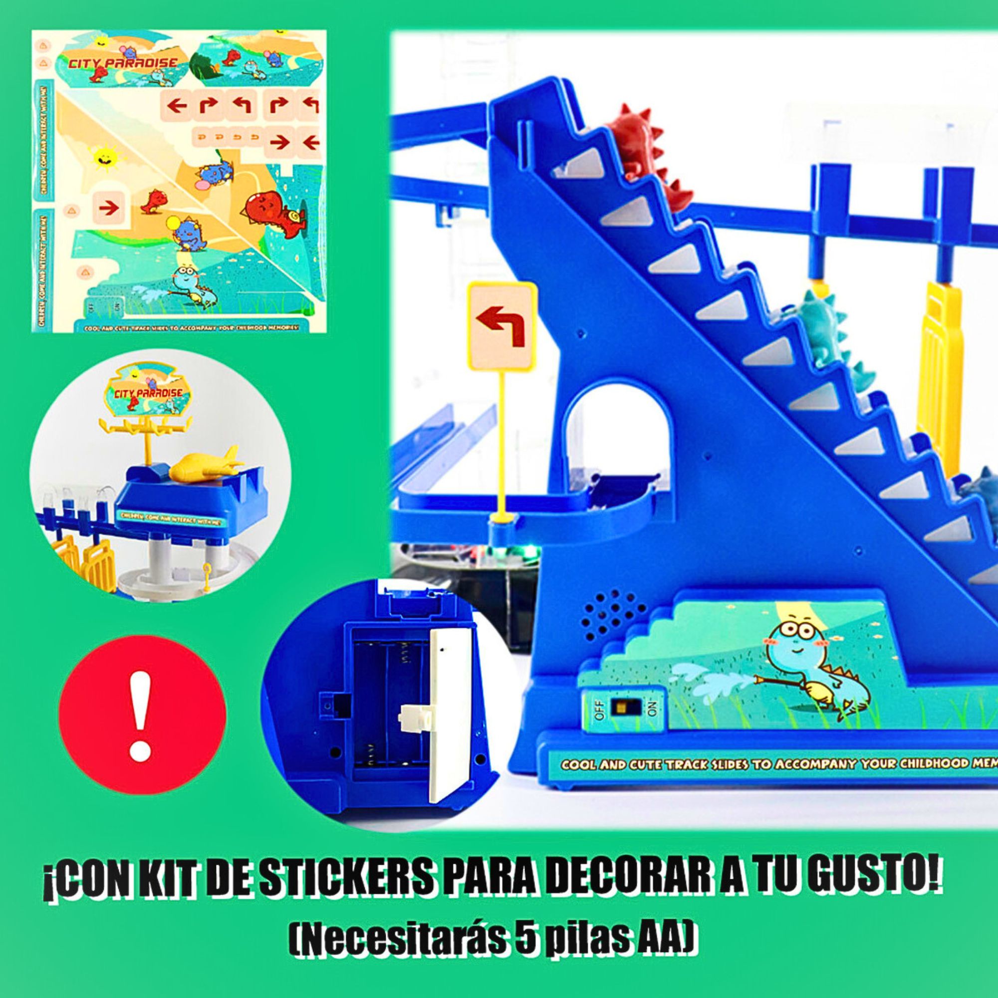 Foto 5 | Juguete Con Pistas De Dinosaurio Para Niños Color Azul