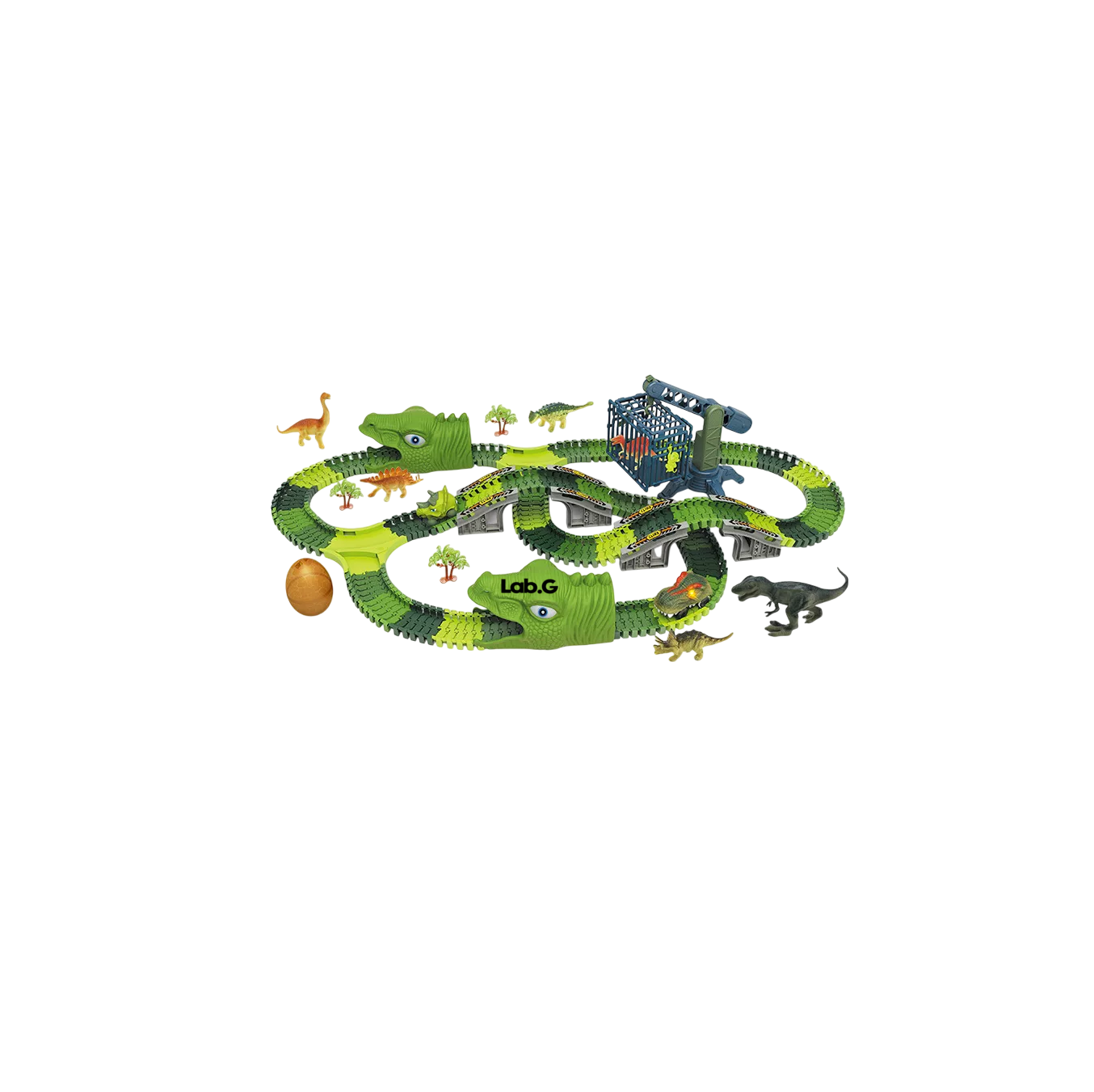 Foto 2 pulgar | Diy Dinosaurio Pista Juguetes Lab.g Con 2 Coches Niños 277 Pcs Verde