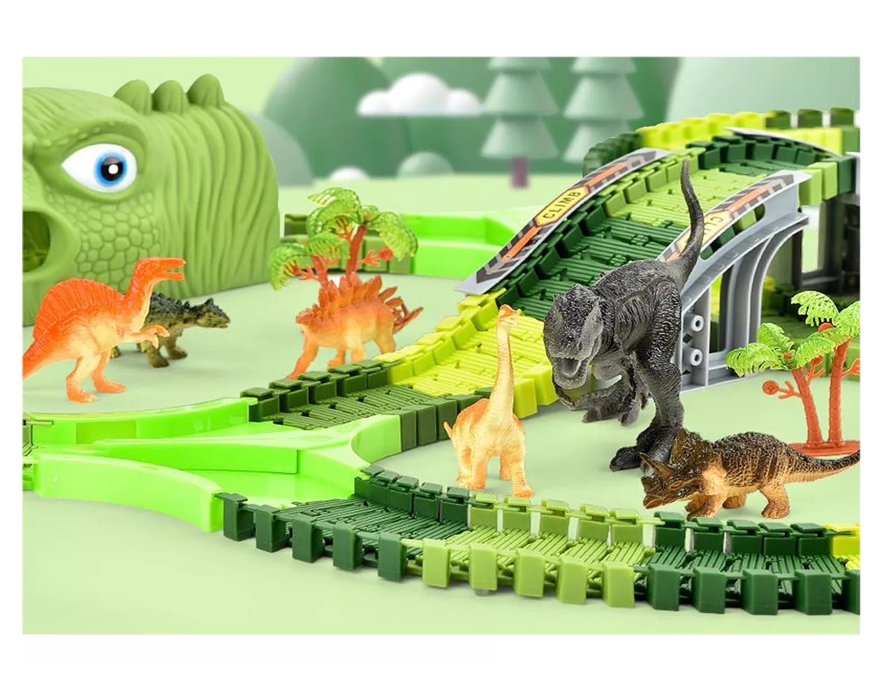 Foto 5 pulgar | Diy Dinosaurio Pista Juguetes Lab.g Con 2 Coches Niños 277 Pcs Verde