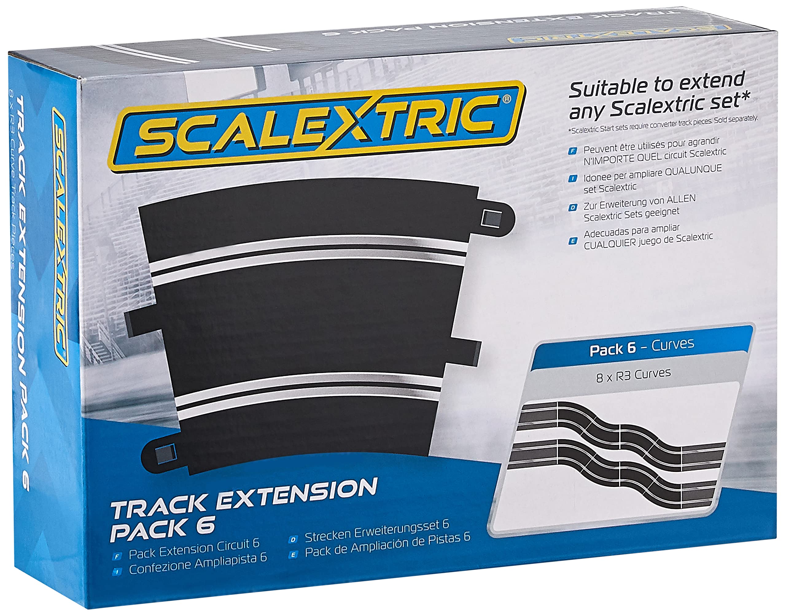 Paquete De Extensión Scalextric A Escala 1:32 Con Radio De 3 Curvas X 8 - Venta Internacional.