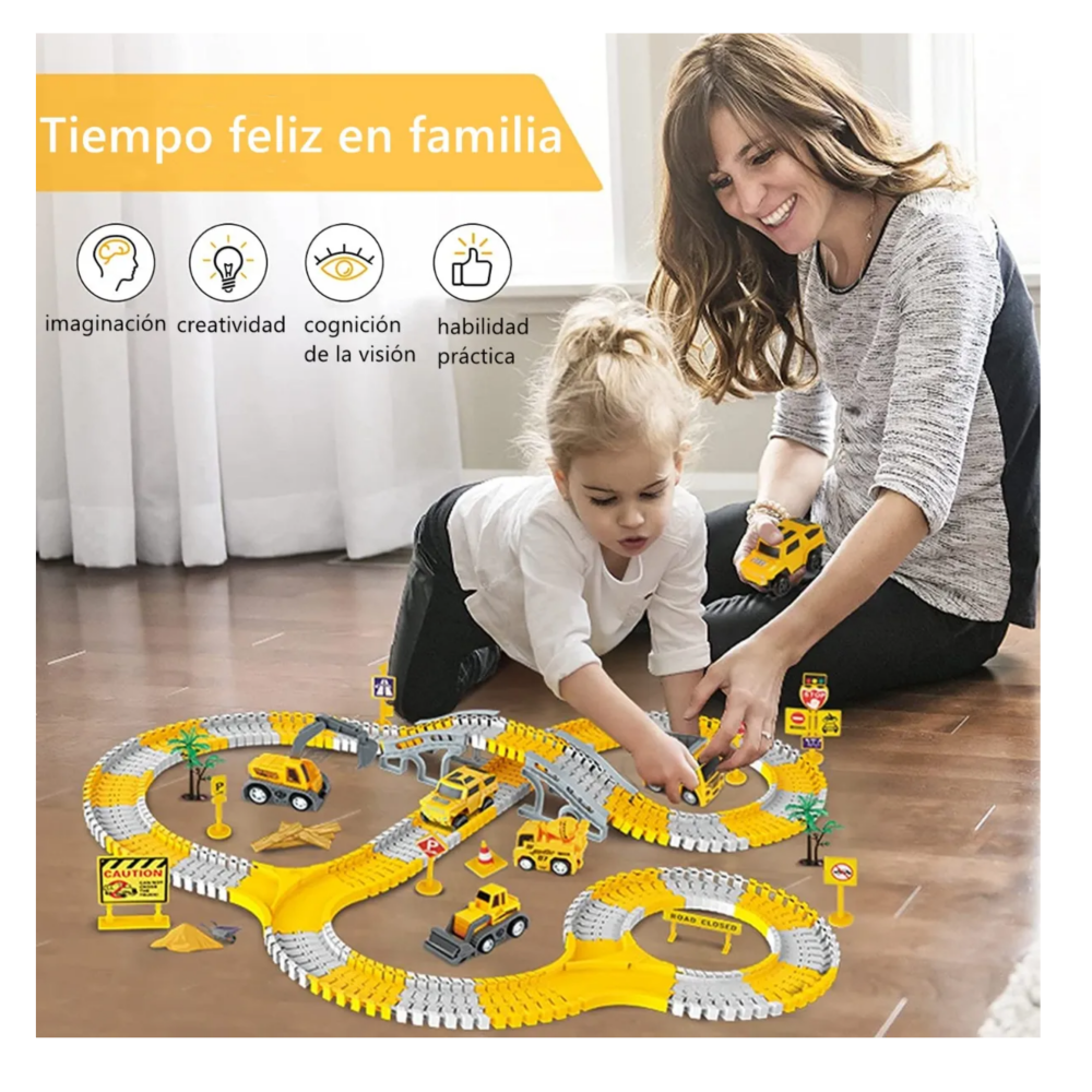 Foto 5 pulgar | Juego Flexible De Pistas Carros 252pz Belug  Amarillo Gris