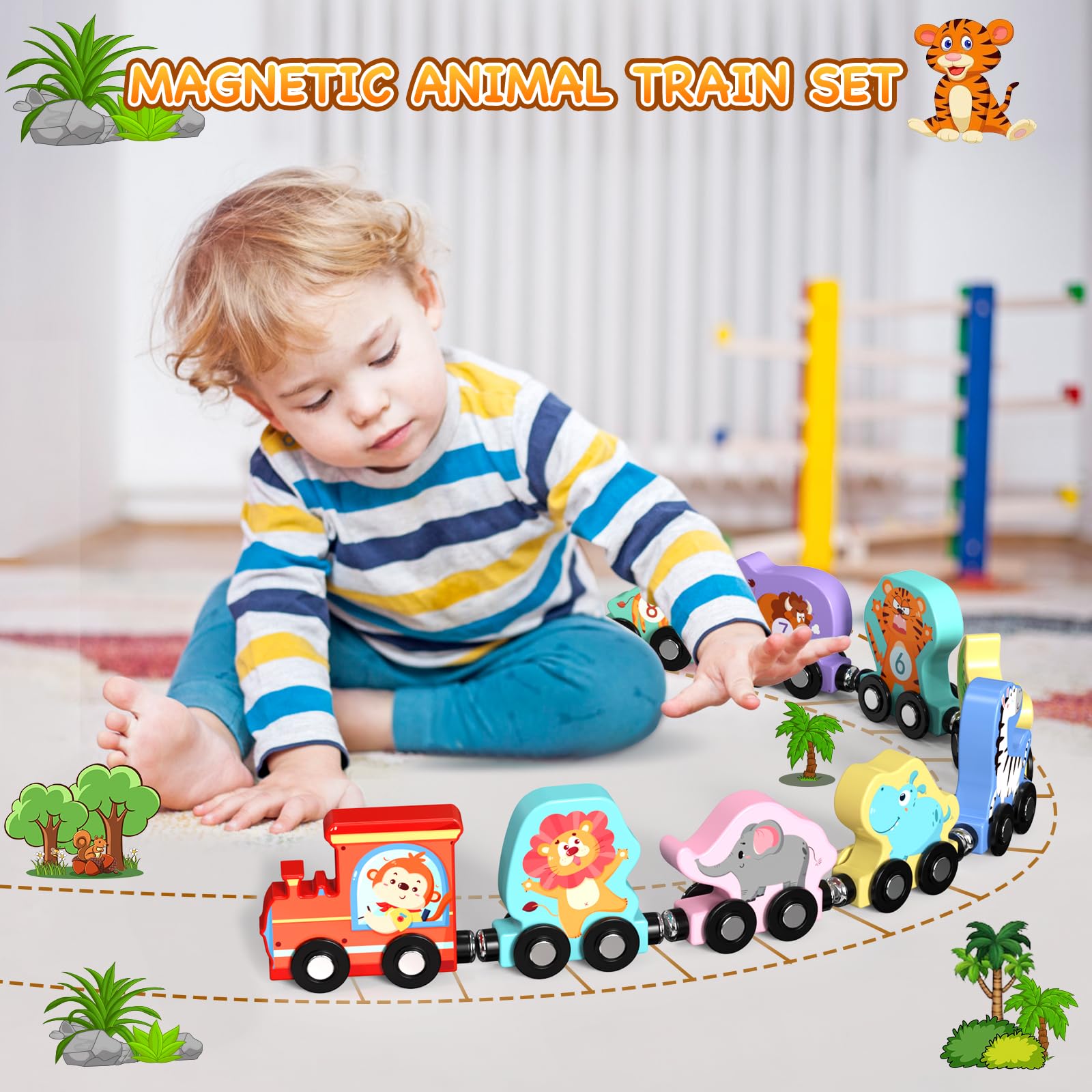 Foto 3 pulgar | Venta Internacional - Set De Tren Magnético De Madera Con Forma De Animal Zeoddler Para Niños Pequeños