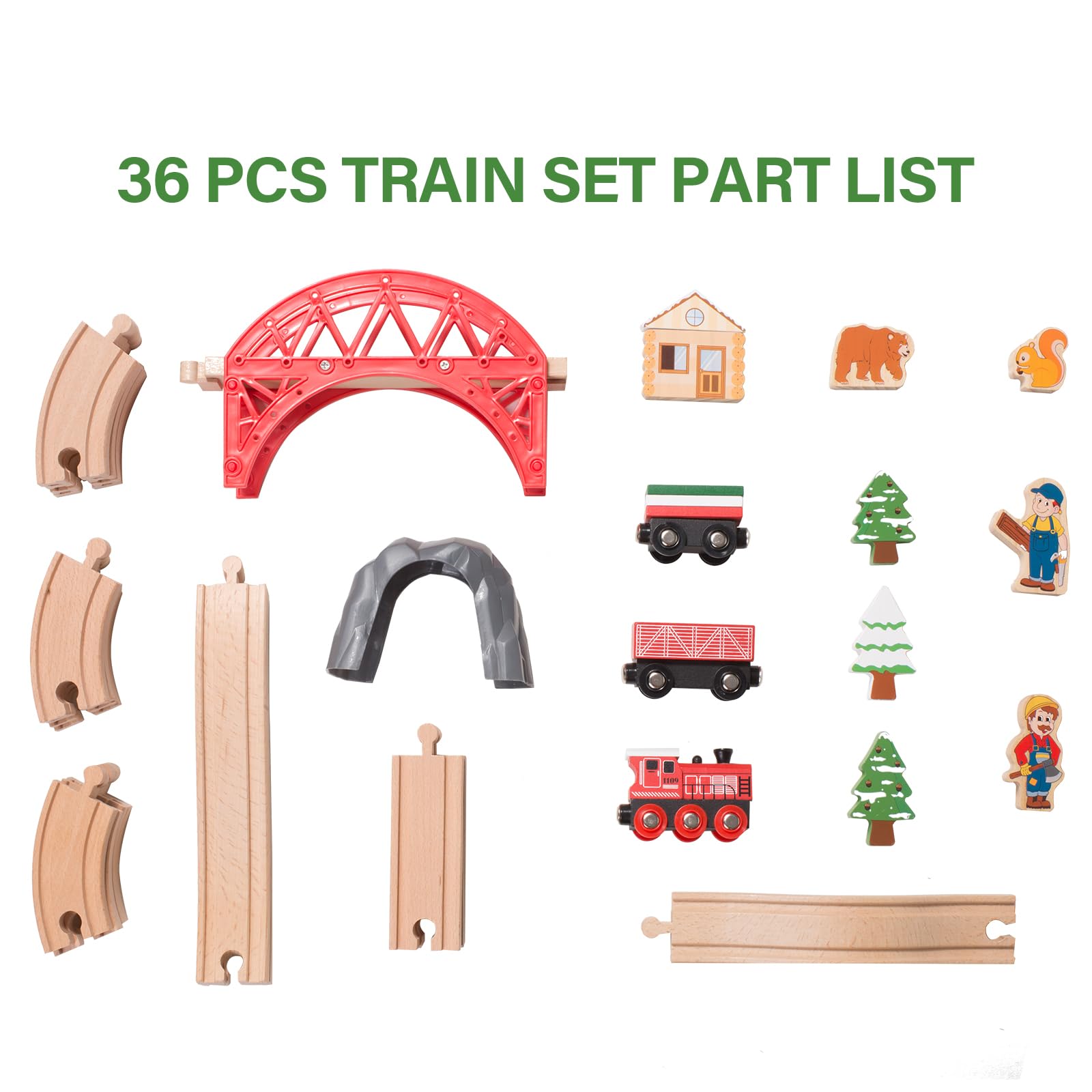 Foto 3 pulgar | Venta Internacional - Juego De Trenes De Madera Con Diseño De Bosque De Judías Gigantes, 36 Unidades, Para Niños Pe