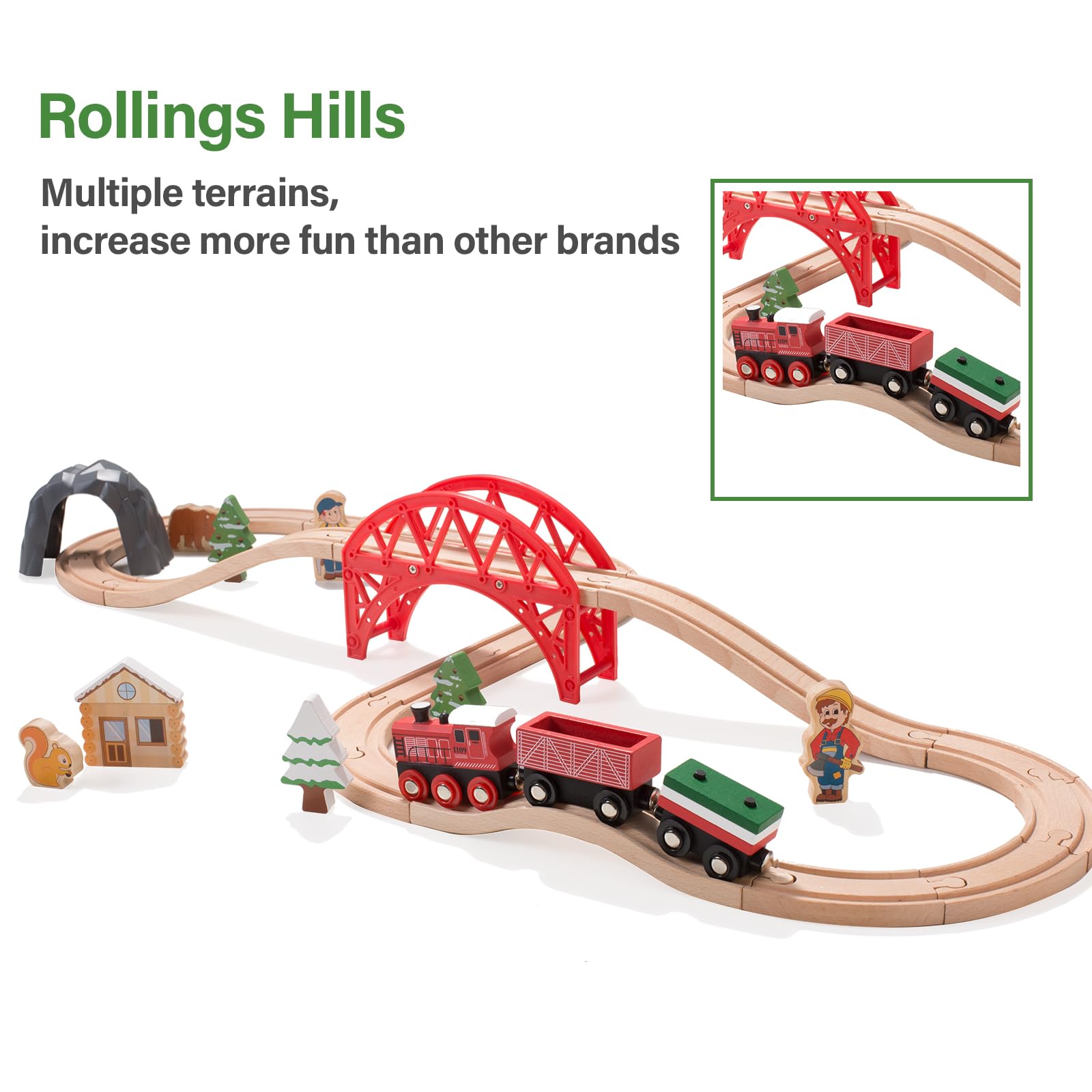 Foto 4 pulgar | Venta Internacional - Juego De Trenes De Madera Con Diseño De Bosque De Judías Gigantes, 36 Unidades, Para Niños Pe