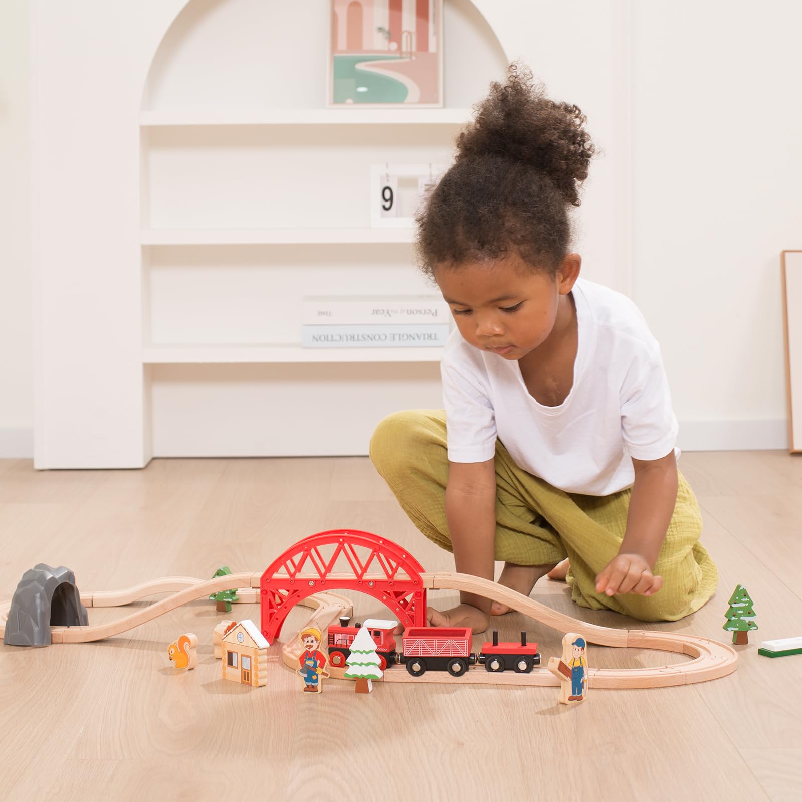 Foto 7 pulgar | Venta Internacional - Juego De Trenes De Madera Con Diseño De Bosque De Judías Gigantes, 36 Unidades, Para Niños Pe