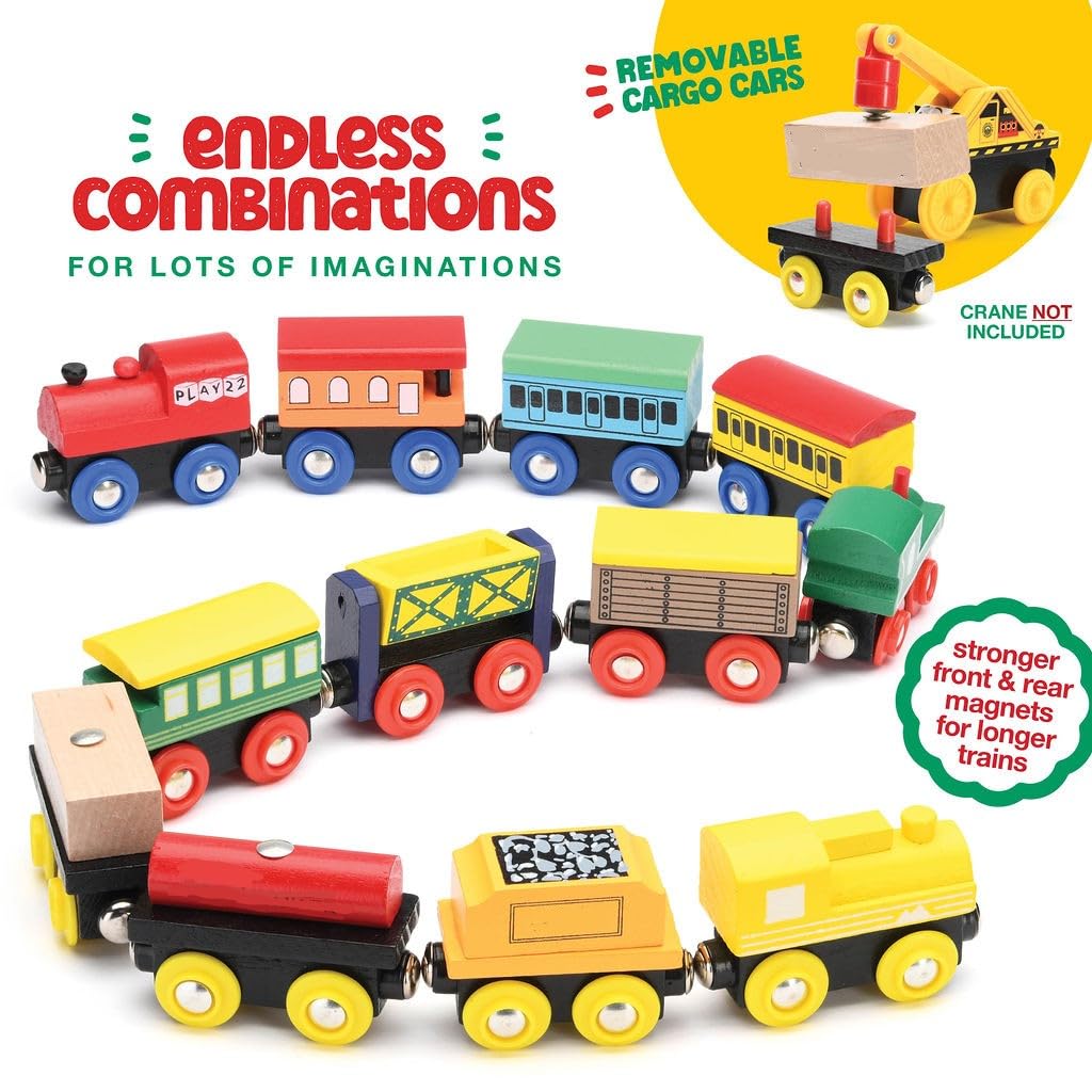 Foto 4 | Juego De Trenes De Madera Play22 12 Piezas Con 3 Motores Para Niños Con Caja - Venta Internacional.