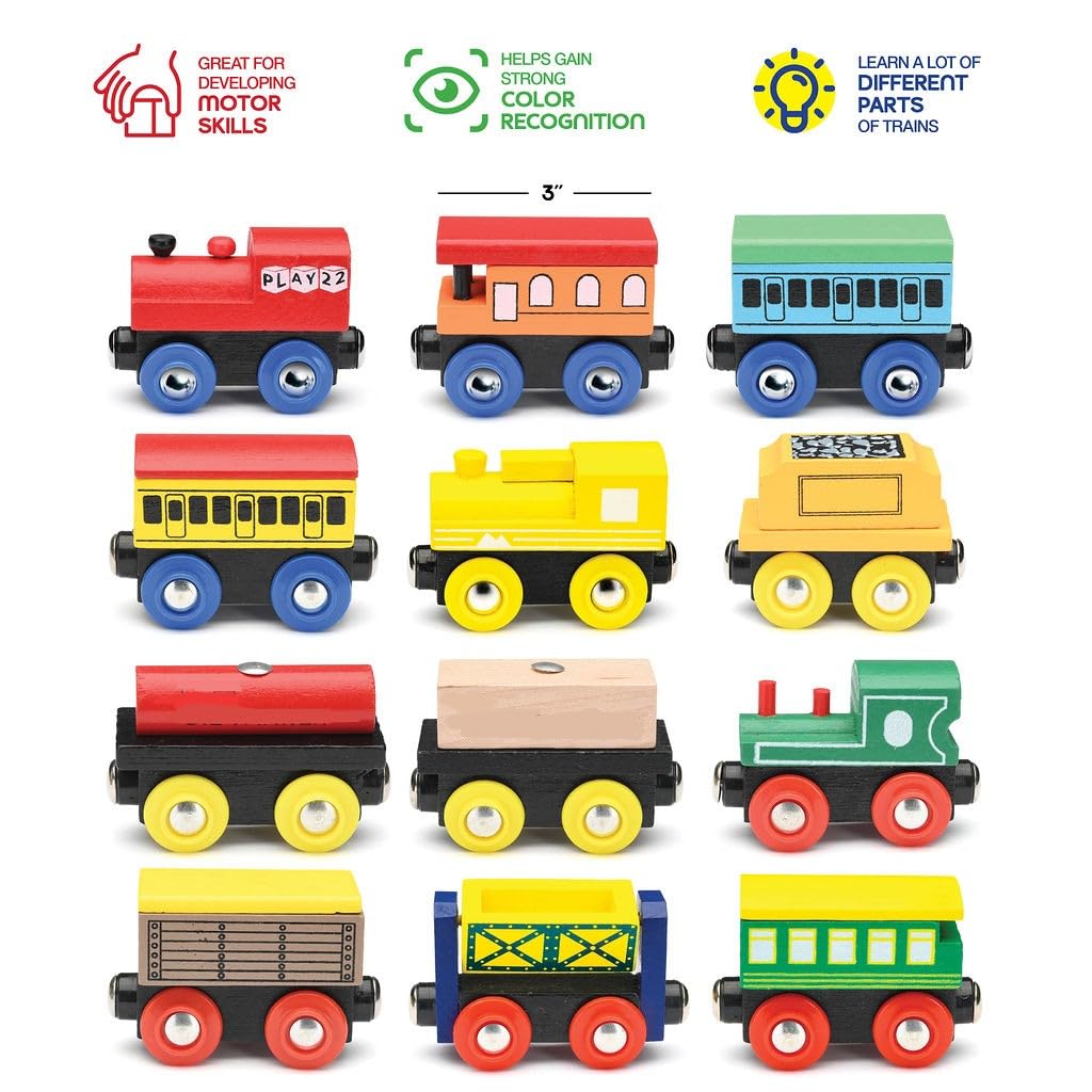 Foto 6 pulgar | Juego De Trenes De Madera Play22 12 Piezas Con 3 Motores Para Niños Con Caja - Venta Internacional.