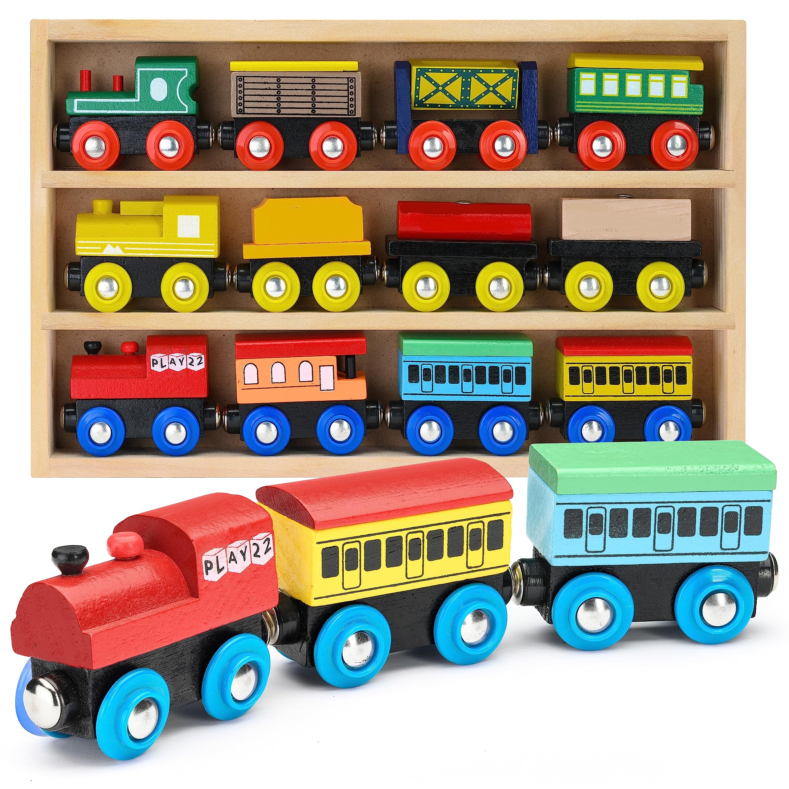 Foto 8 pulgar | Juego De Trenes De Madera Play22 12 Piezas Con 3 Motores Para Niños Con Caja - Venta Internacional.