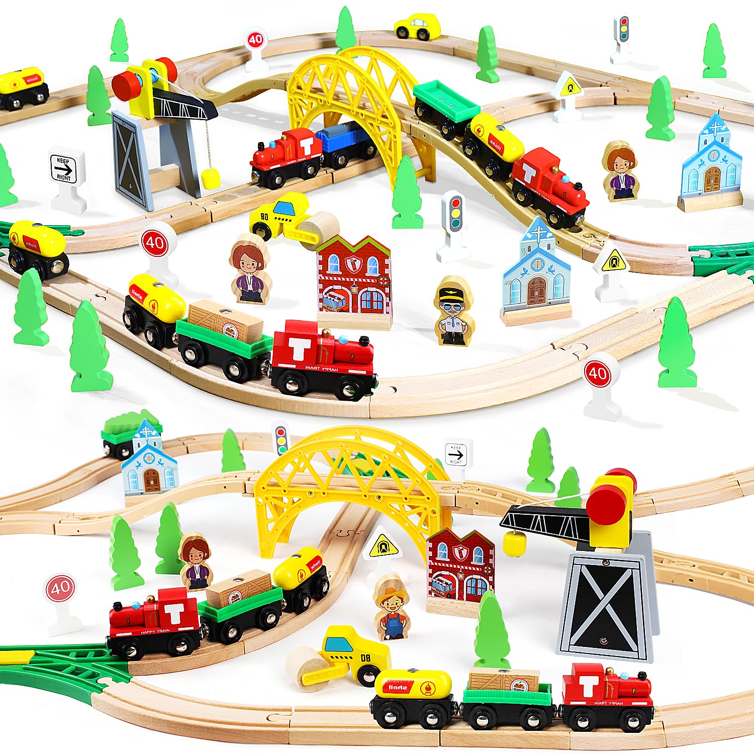 Foto 2 pulgar | Set De Tren Toy Life De Madera Con Grúa, 60 Unidades, Para Niños De 3 Años - Venta Internacional.