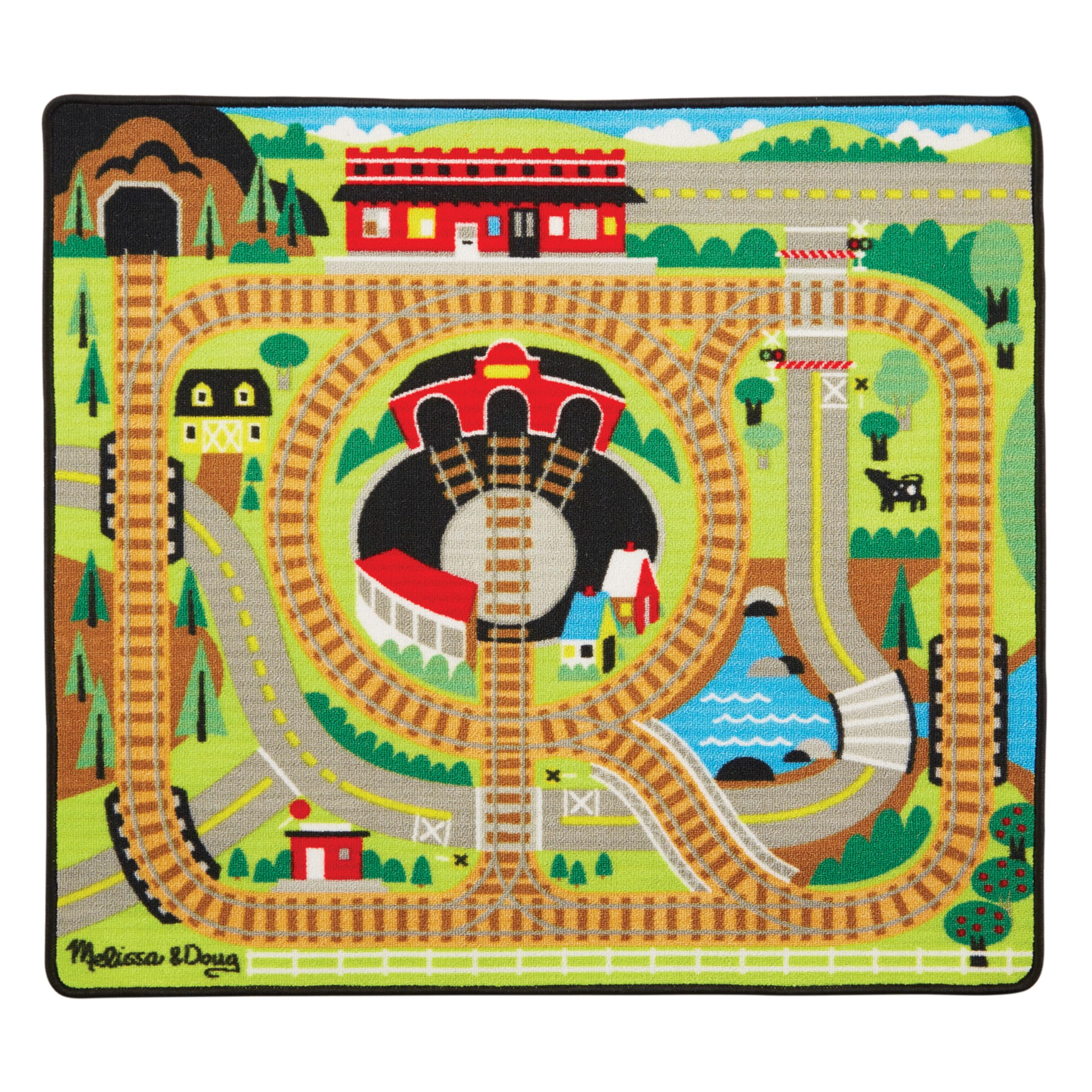 Foto 5 pulgar | Alfombra Activity Play Melissa & Doug Round The Rails Con 3 Vagones - Venta Internacional.