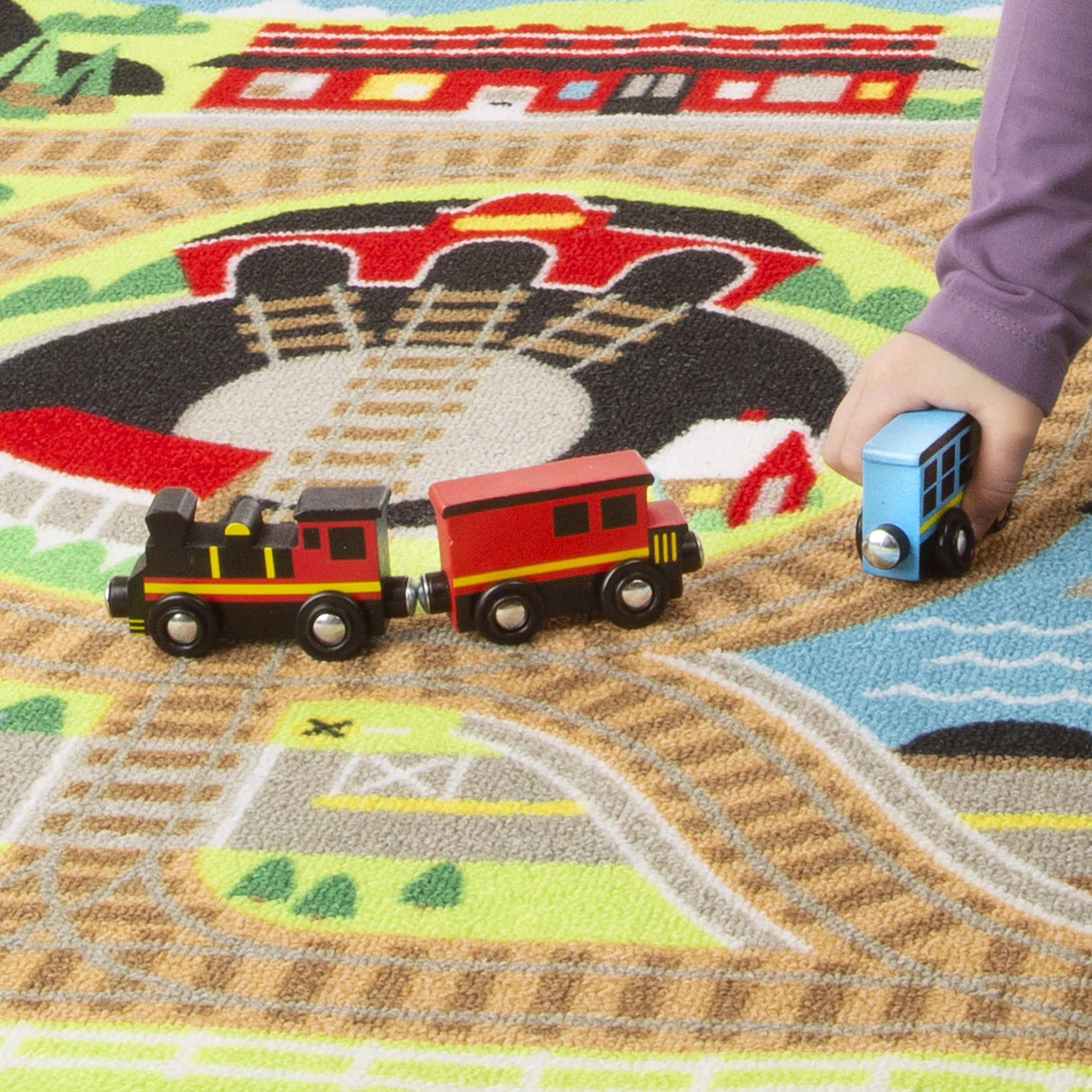 Foto 7 | Alfombra Activity Play Melissa & Doug Round The Rails Con 3 Vagones - Venta Internacional.