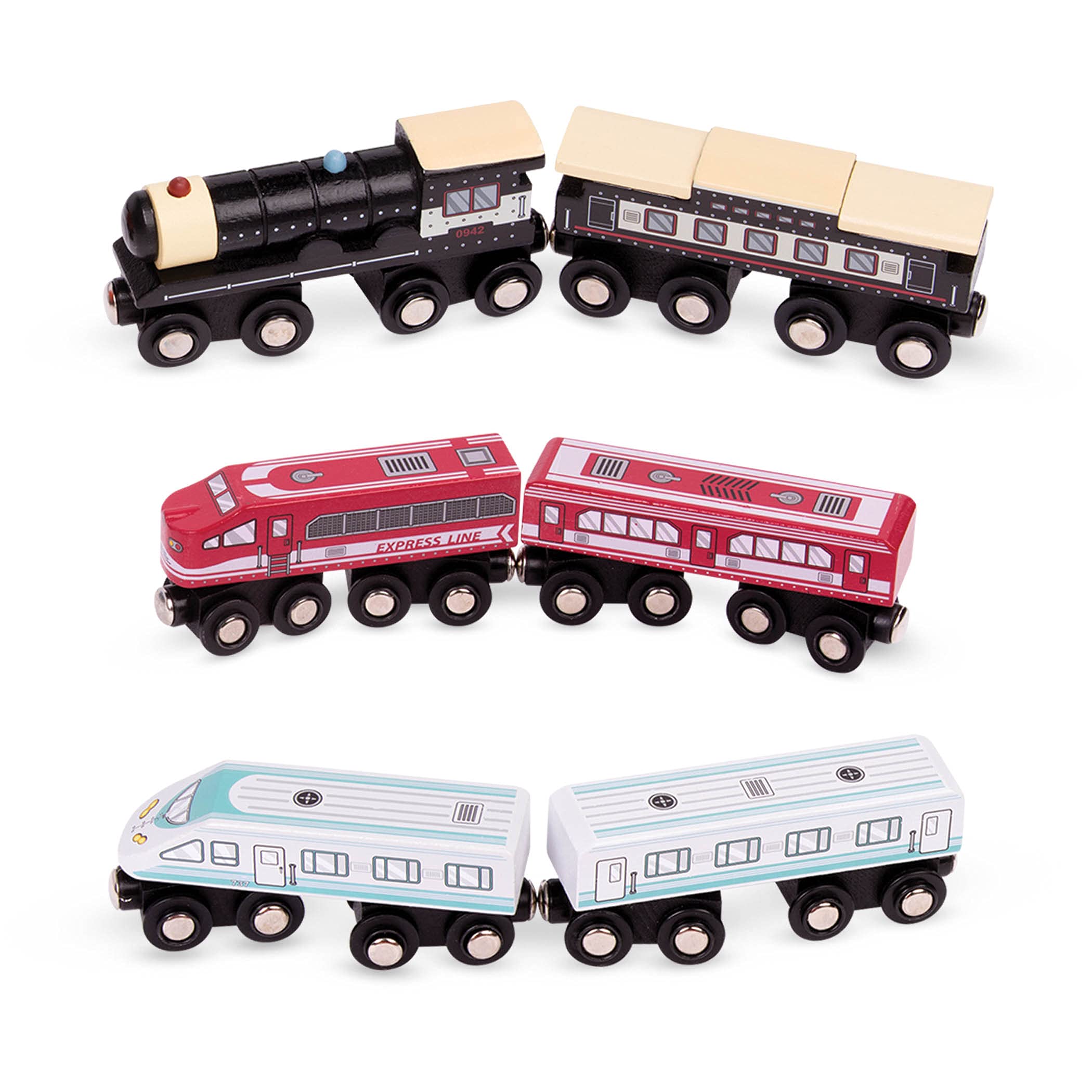 Set De Ferrocarril De Madera Battat Classic Trains, 6 Piezas, Magnético, 3 O Más - Venta Internacional.