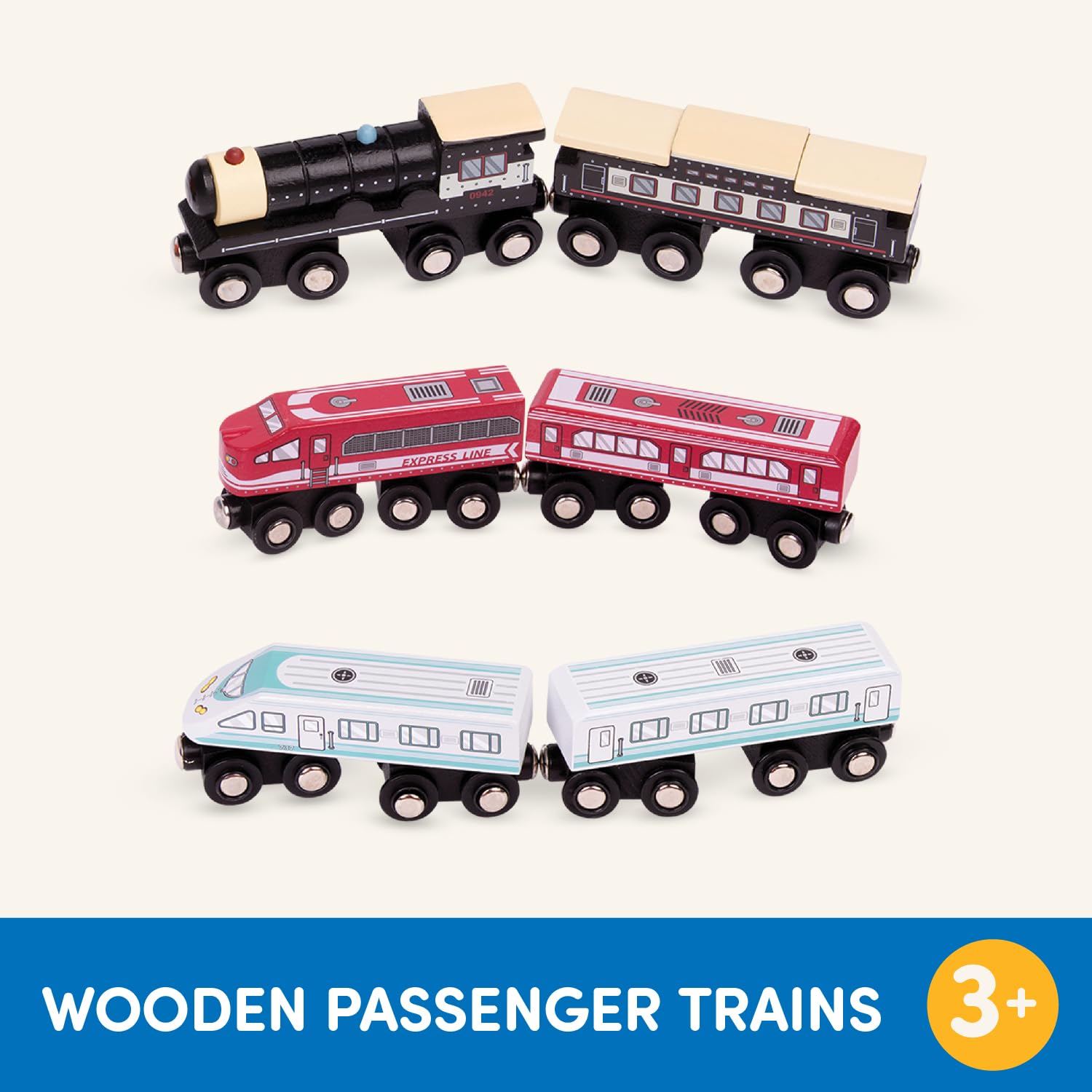 Foto 5 | Set De Ferrocarril De Madera Battat Classic Trains, 6 Piezas, Magnético, 3 O Más - Venta Internacional.