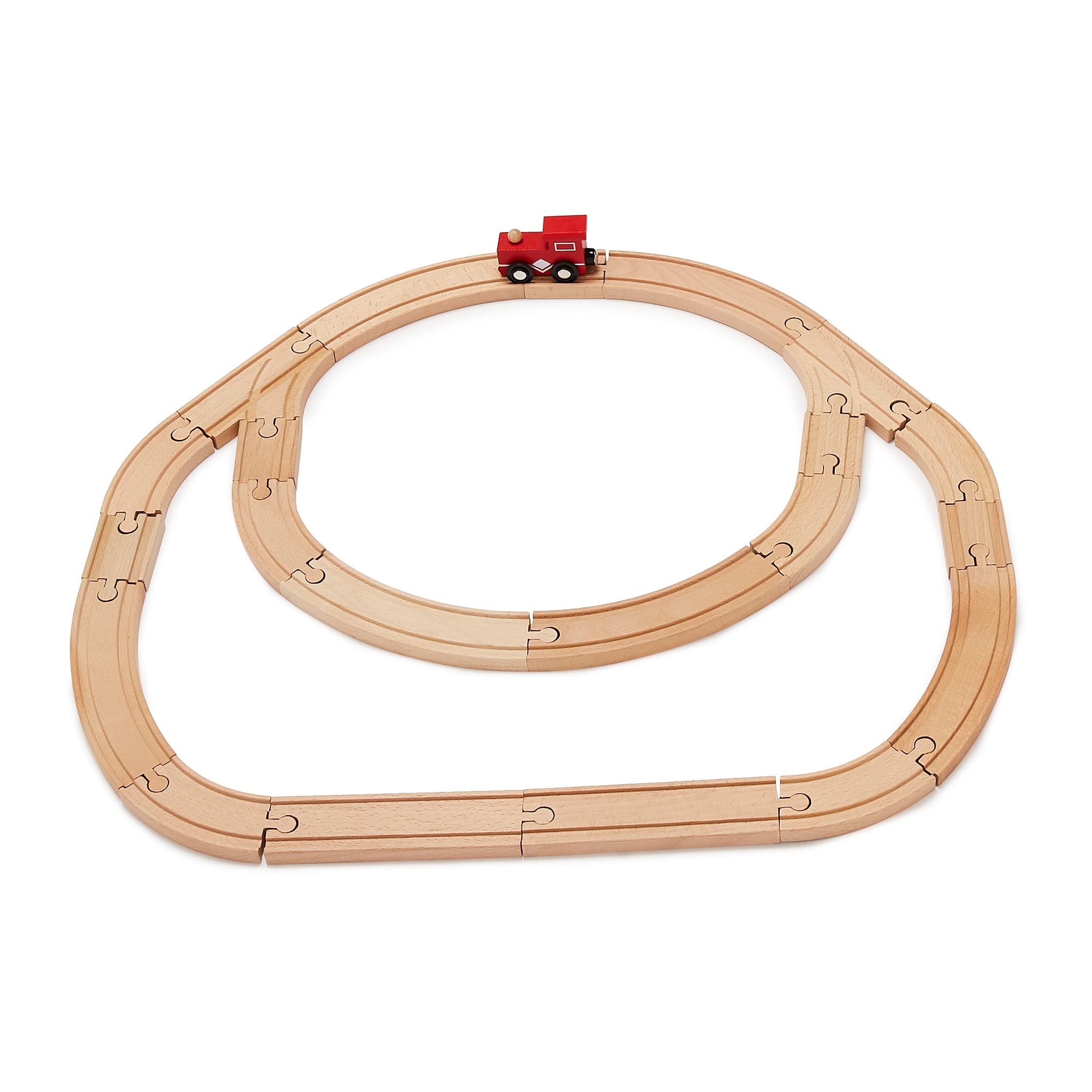 Foto 2 | Set De Construcción De Trenes Y Ferrocarriles De Madera De 65 Piezas Amazon Basics - Venta Internacional.