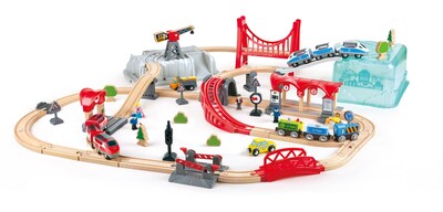 Foto 2 | Juego De Juguetes Hape City Railway And Train Bucket Con Grúa Magnética - Venta Internacional.