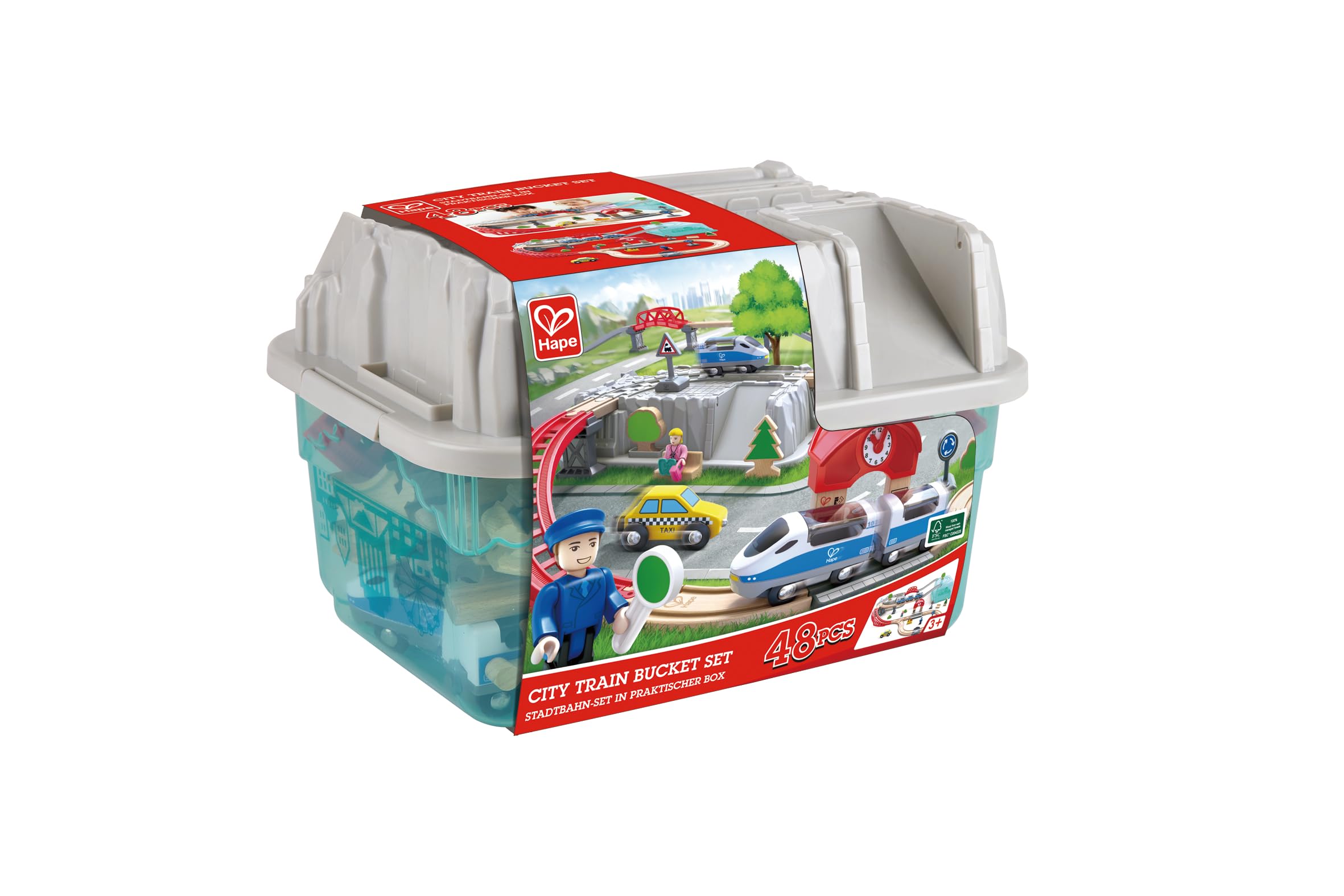 Foto 5 | Juego De Juguetes Hape City Railway And Train Bucket Con Grúa Magnética - Venta Internacional.