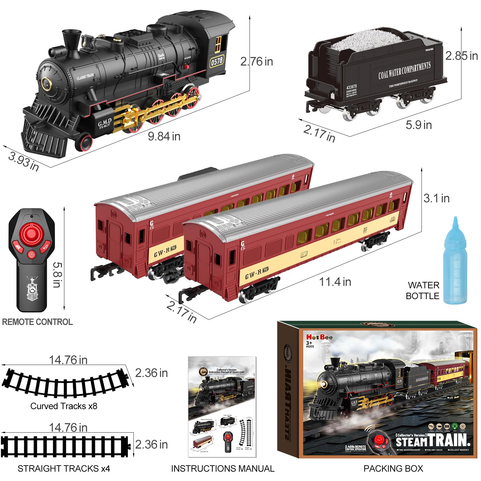 Foto 7 | Tren Hot Bee con Mando A Distancia con Locomotora De Vapor - Venta Internacional