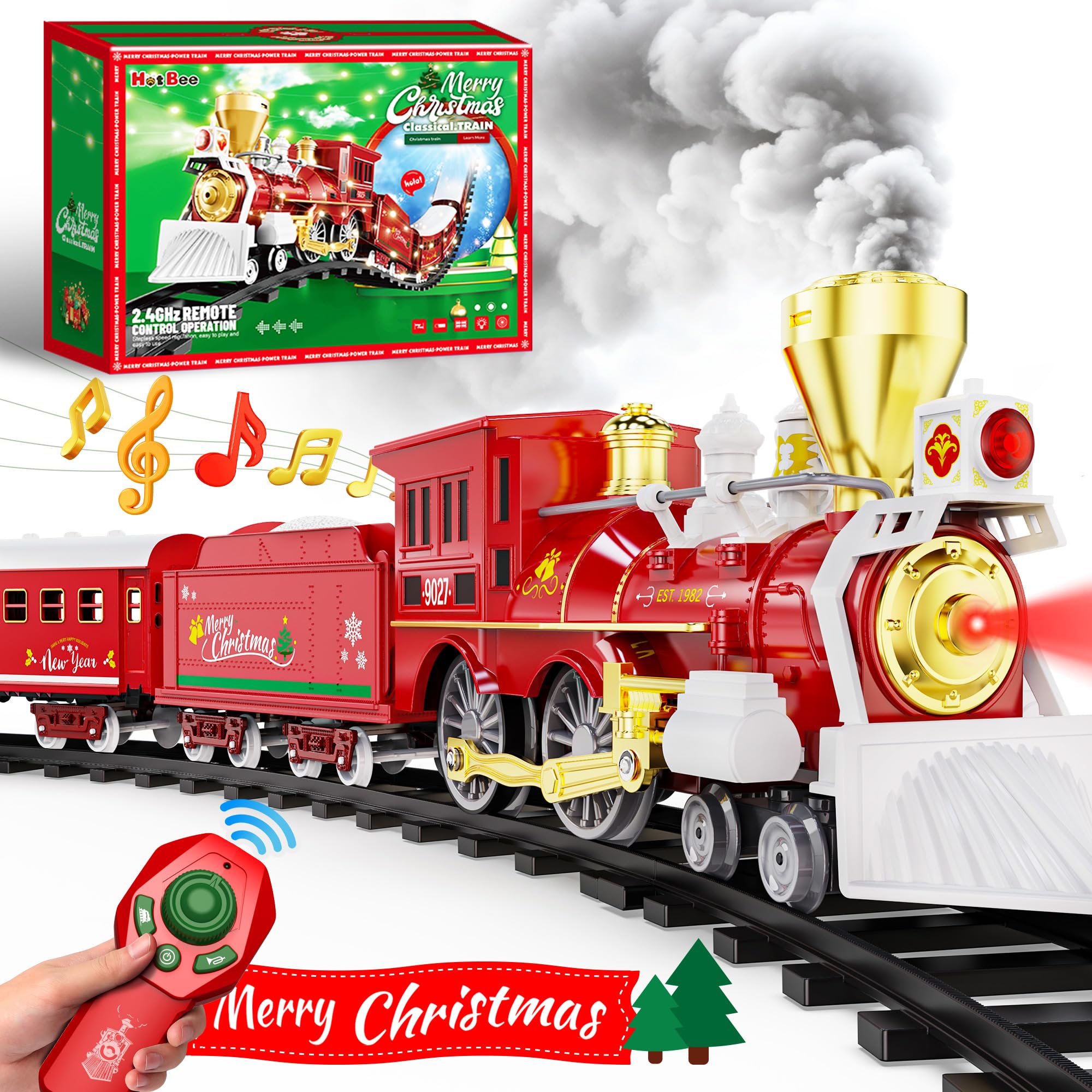 Set De Tren Navideño Hot Bee Con Mando A Distancia Para Niños - Venta Internacional.