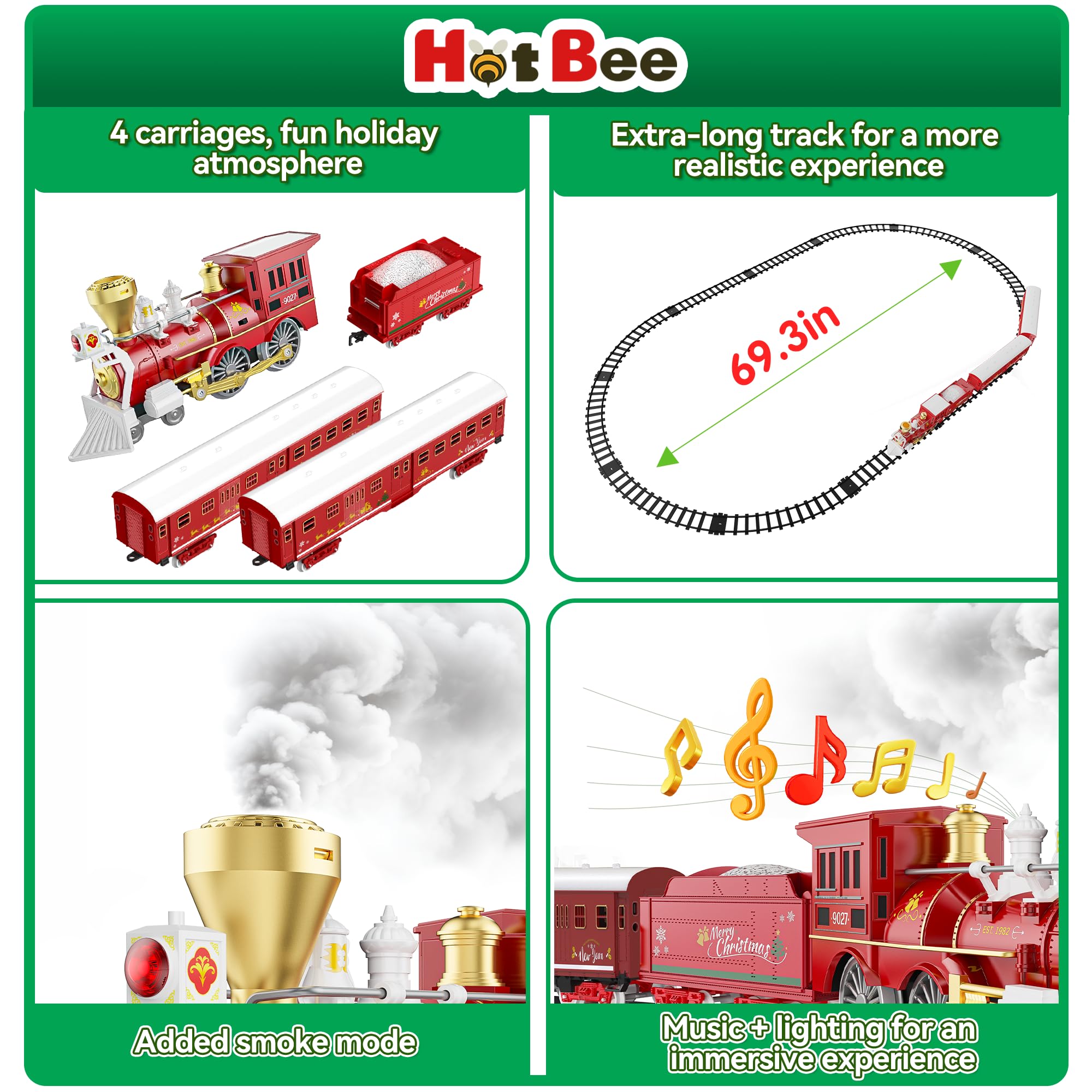 Foto 7 pulgar | Set De Tren Navideño Hot Bee Con Mando A Distancia Para Niños - Venta Internacional.