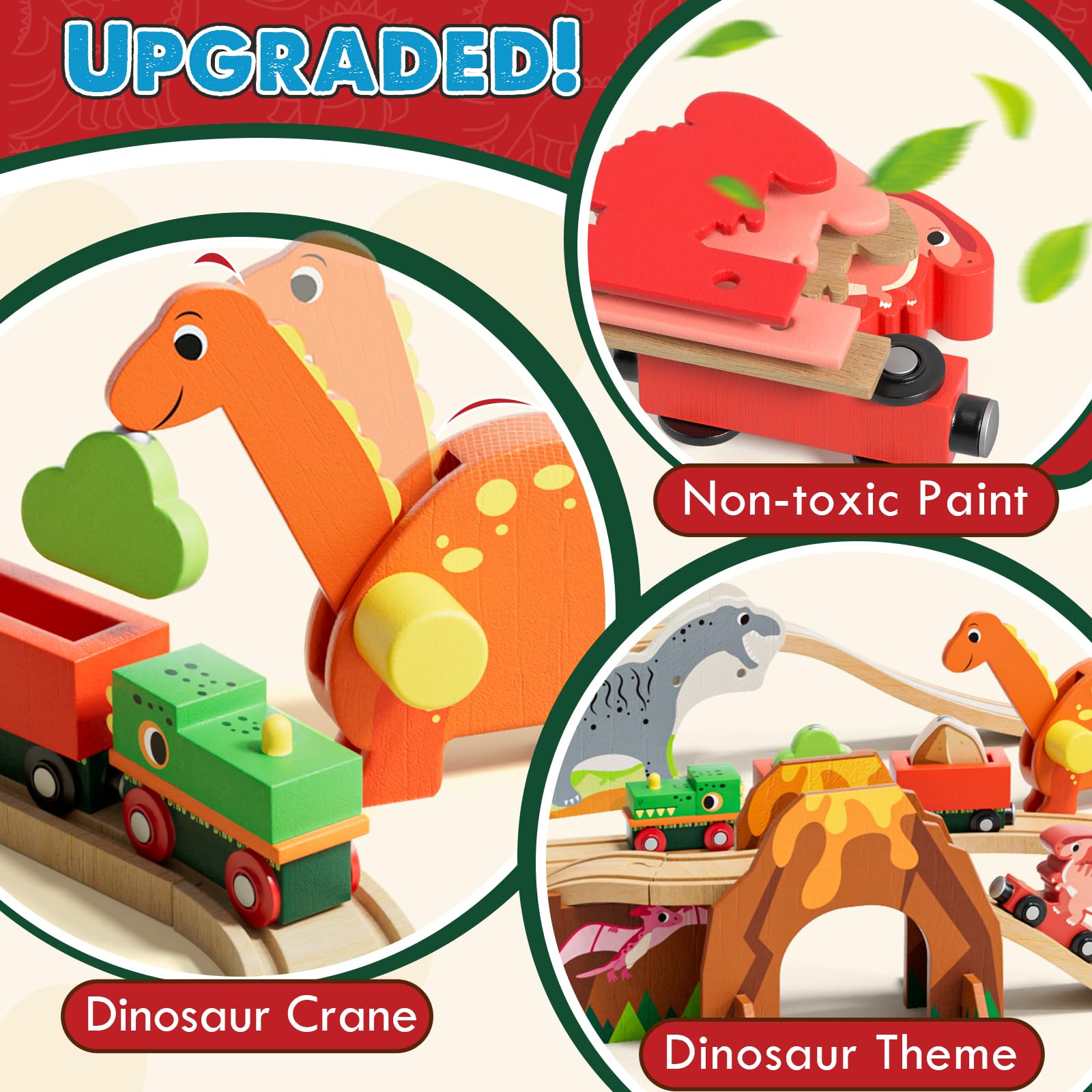 Foto 6 pulgar | Set De Tren De Madera Lehoo Castle Dinosaur Con Rieles Para Niños Pequeños - Venta Internacional.