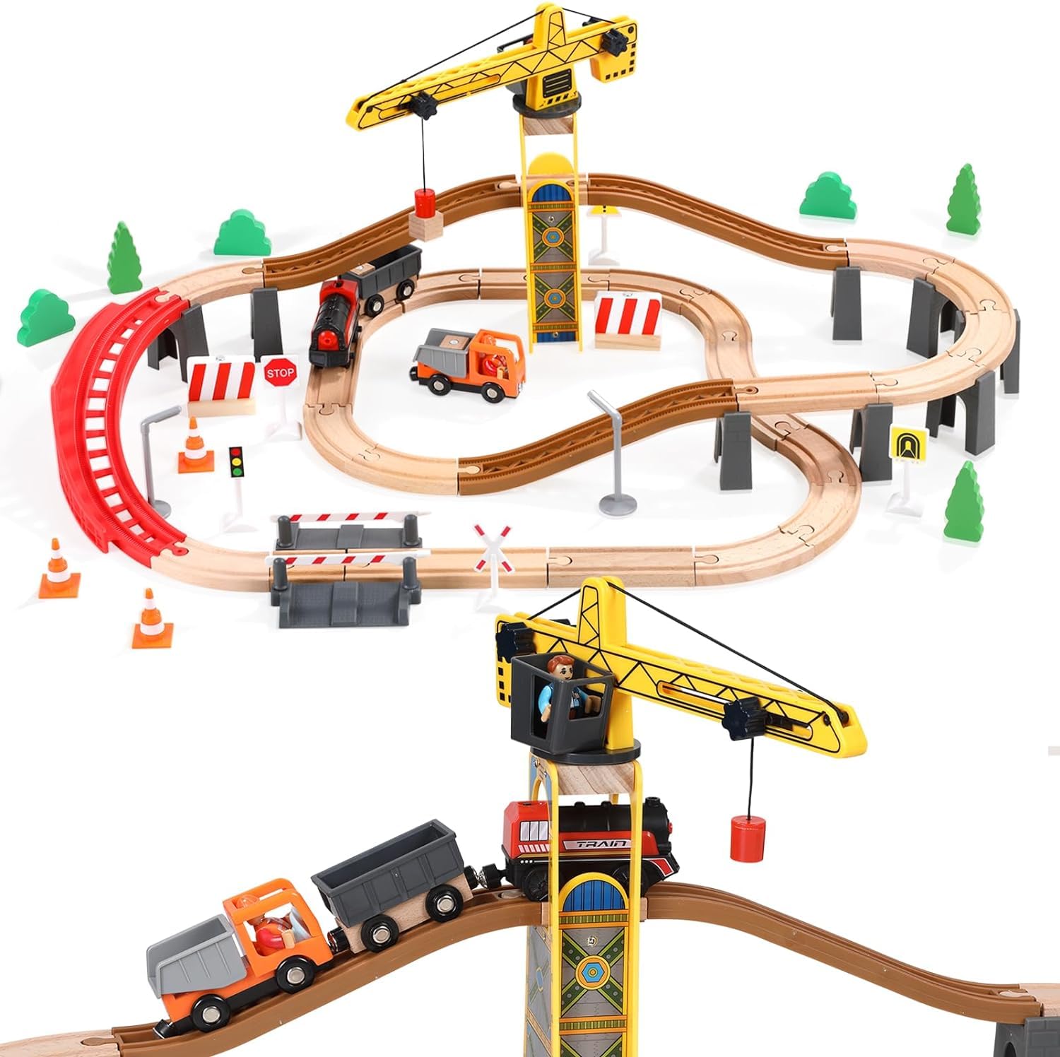 Set De Grulla Gigante Bean Tower, De Madera, 72 Unidades, Con Tren De 3 A 7 Años - Venta Internacional. $1,287