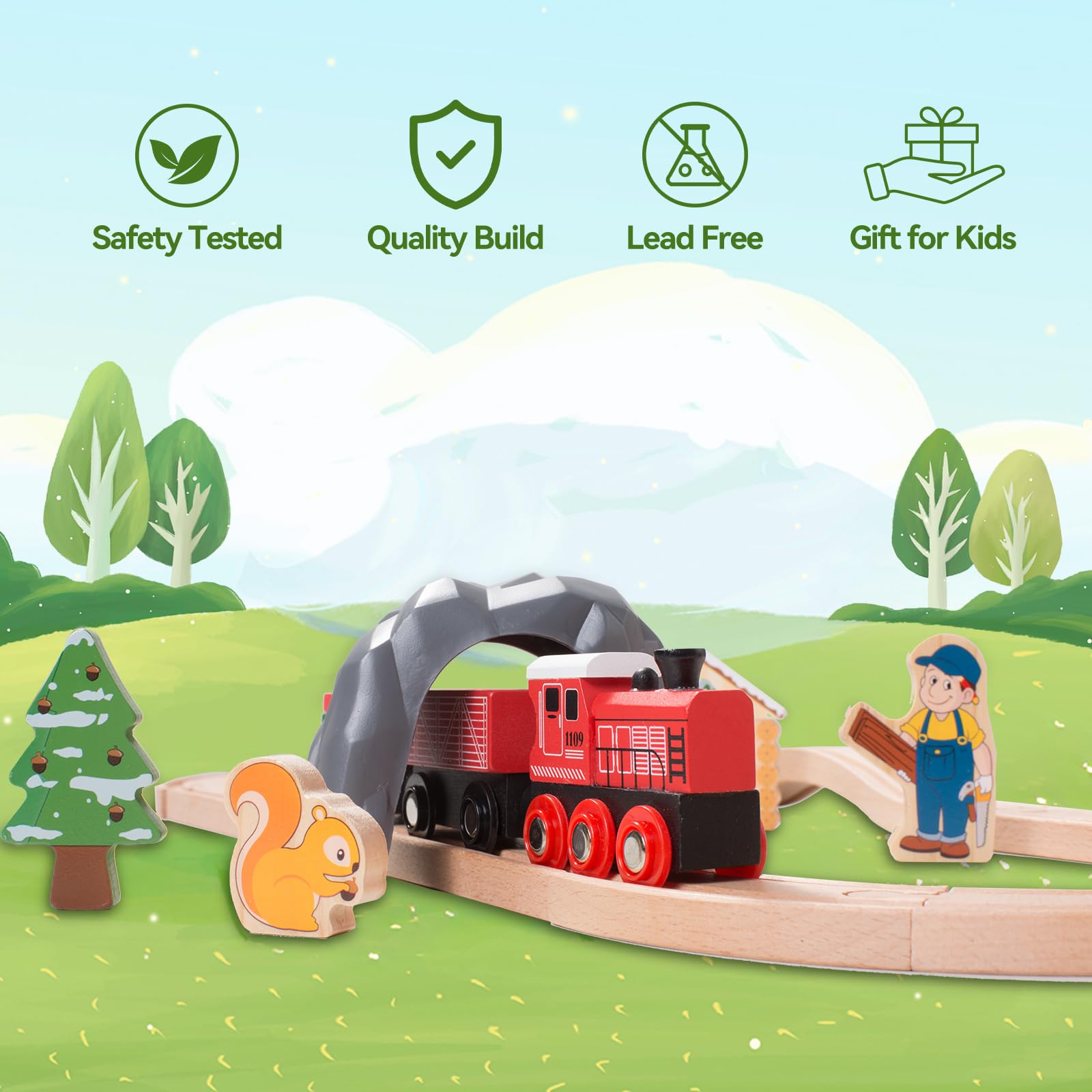 Foto 5 pulgar | Juego De Trenes De Madera Con Diseño De Bosque De Judías Gigantes, 36 Unidades, Para Niños Pequeños - Venta Intern