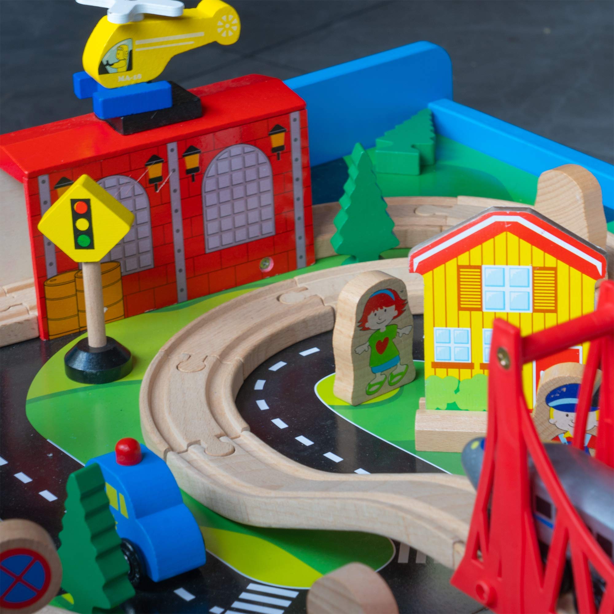 Foto 7 pulgar | Set De Mesa De Tren Funpeny, De Madera, Vía De Tren, Ciudad, Para Niños - Venta Internacional.