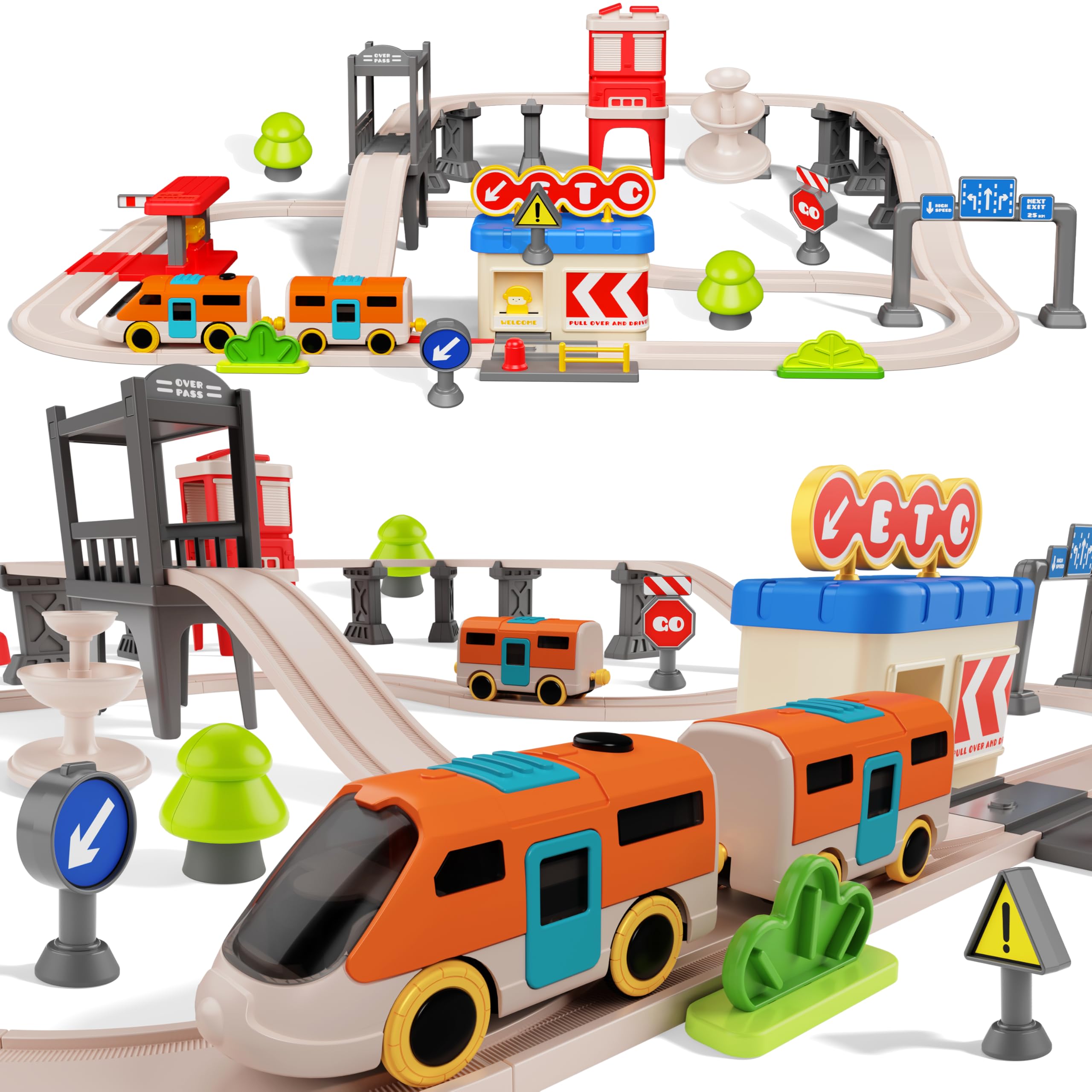 Set De Tren Rcovasc Urban Rail Electric 55 Piezas Para Niños Mayores De 3 Años - Venta Internacional.