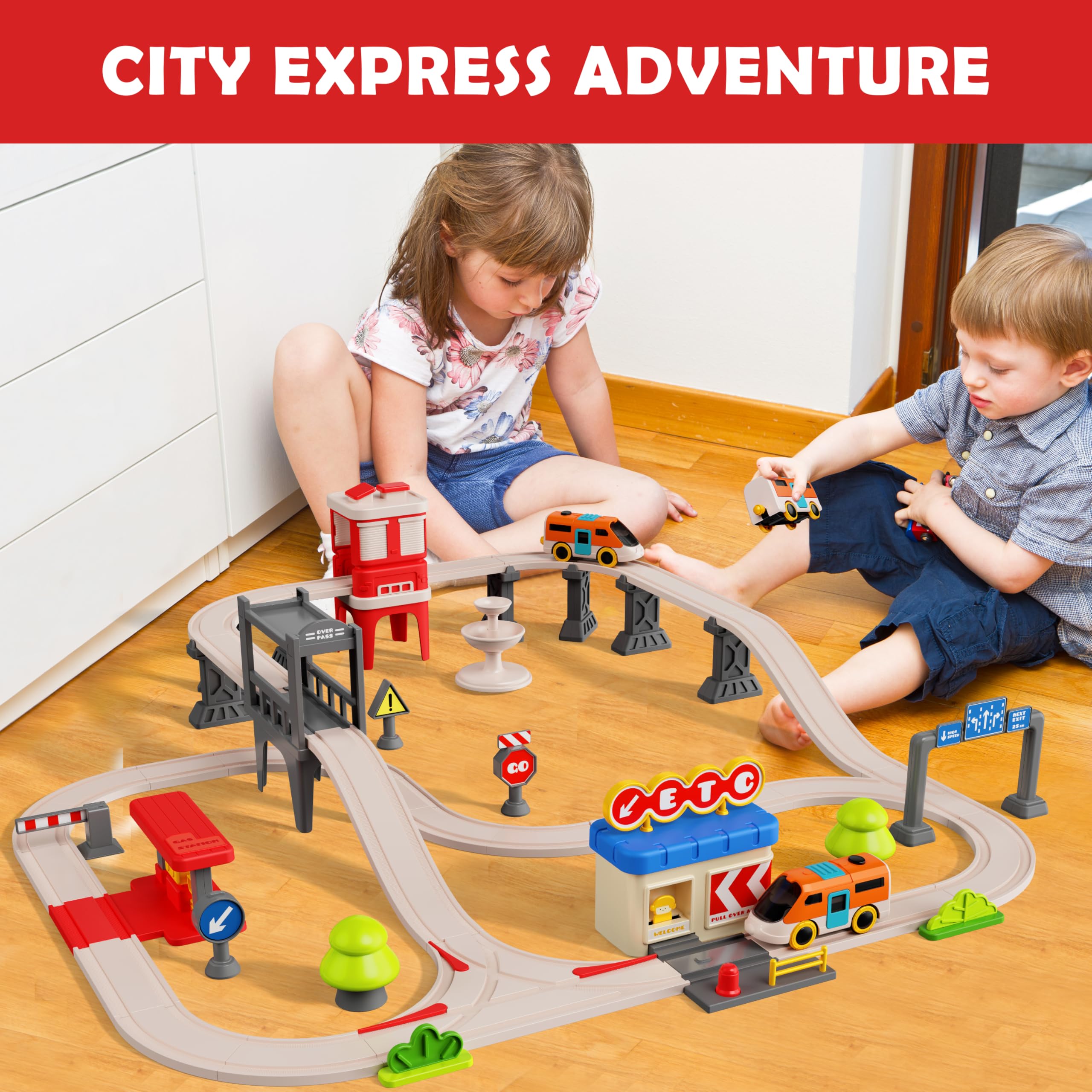 Foto 4 pulgar | Set De Tren Rcovasc Urban Rail Electric 55 Piezas Para Niños Mayores De 3 Años - Venta Internacional.