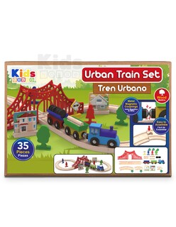 Foto 2 | Kids House Juego De Tren Urbano De Madera Con 35piezas, Set Completo Con Vías, Tren Con Vagones Magnéticos, Pu