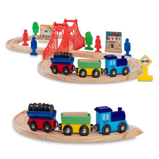 Foto 8 | Kids House Juego De Tren Urbano De Madera Con 35piezas, Set Completo Con Vías, Tren Con Vagones Magnéticos, Pu