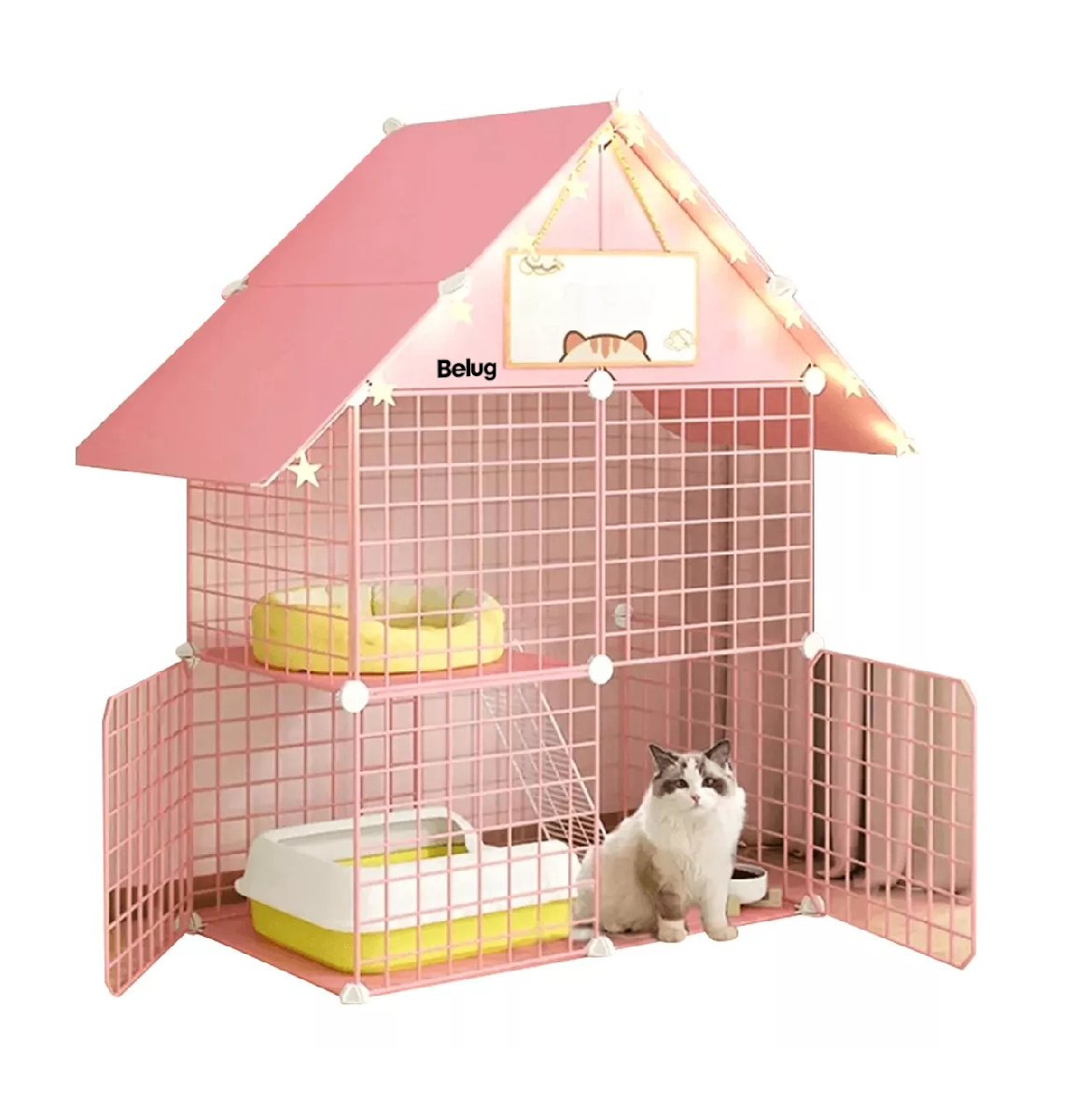 Foto 1 | Jaula Para Gatos Belug  Desmontable de Alambre Rosa Claro