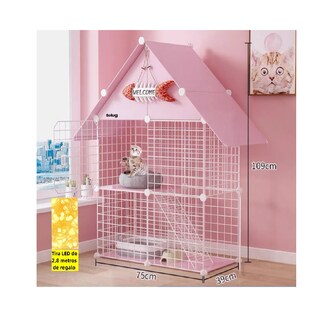Foto 2 | Jaula Para Gatos Belug Desmontable de Alambre Rosa Claro