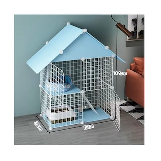 Foto 3 | Jaula Para Gatos De Interior Desmontable De Alambre De Metal Azul Claro