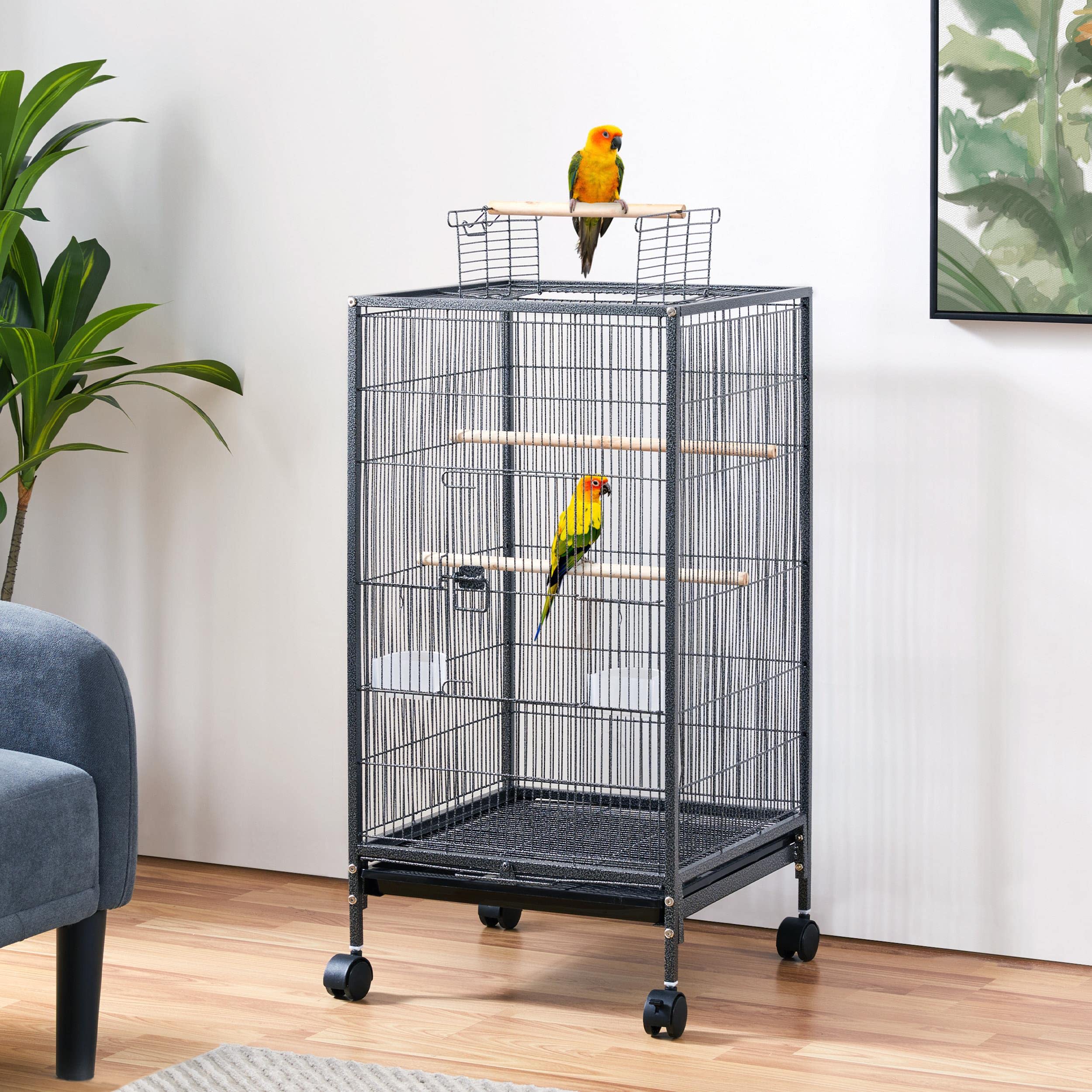 Foto 2 | Jaula Para Pájaros Yaheetech De Hierro Forjado Con Tapa Abierta, 100 Cm, Con Soporte - Venta Internacional.