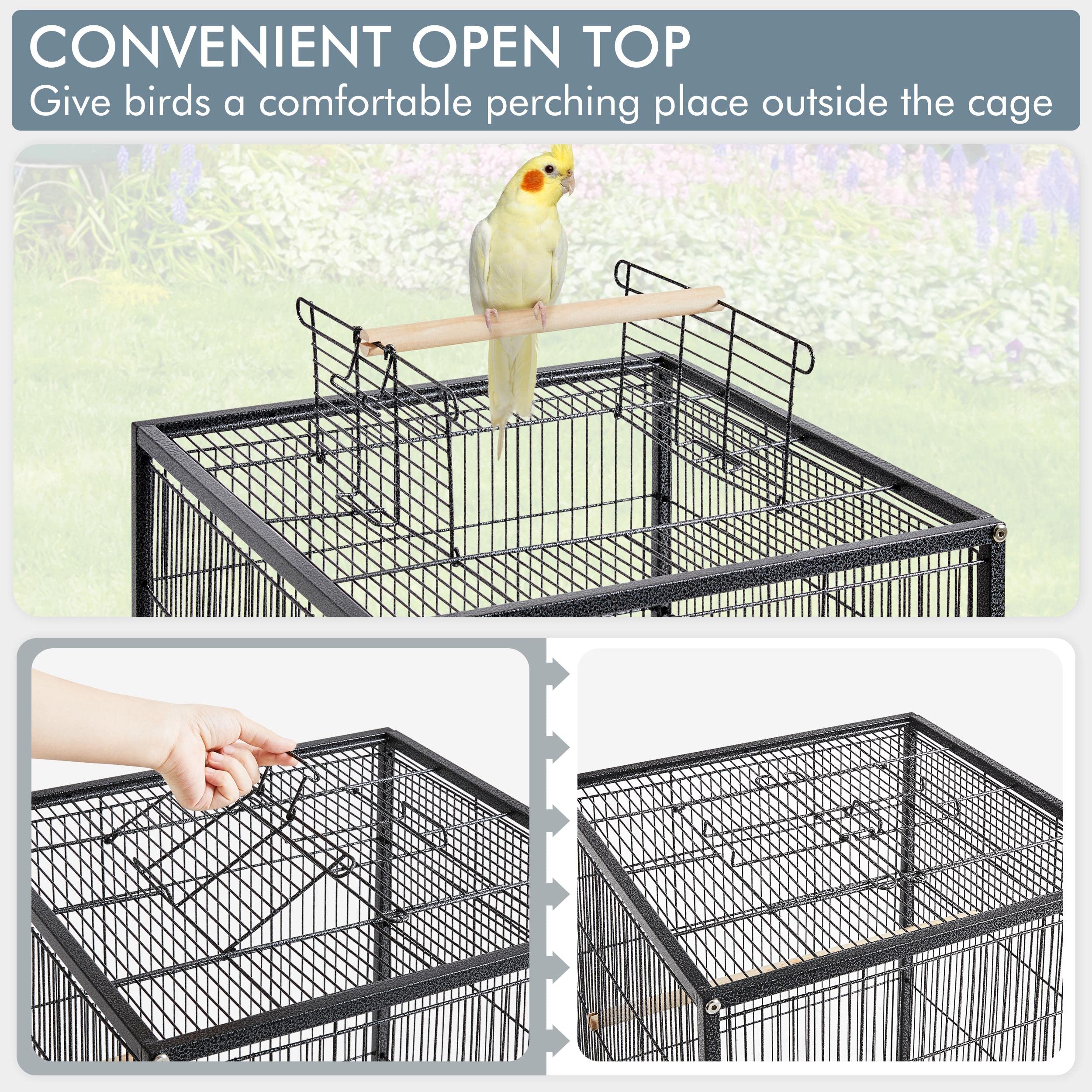 Foto 5 | Jaula Para Pájaros Yaheetech De Hierro Forjado Con Tapa Abierta, 100 Cm, Con Soporte - Venta Internacional.