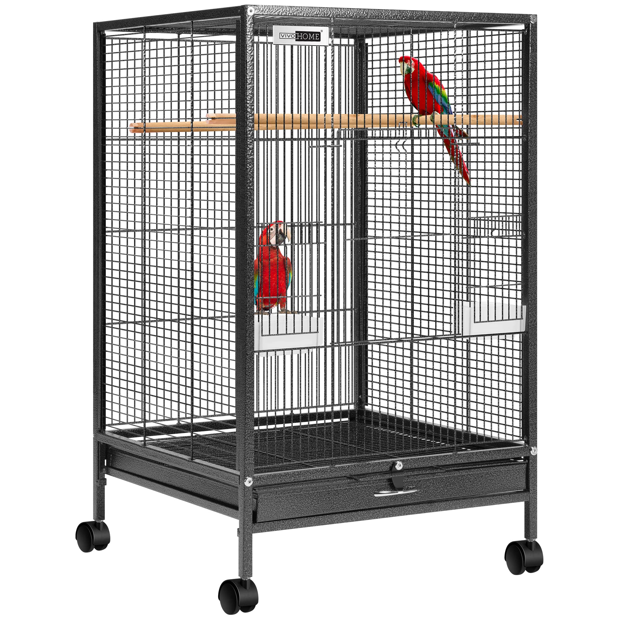 Foto 1 | Jaula Para Pájaros Vivohome De Hierro Forjado De 76 Cm De Altura Con Rollo Negro - Venta Internacional.