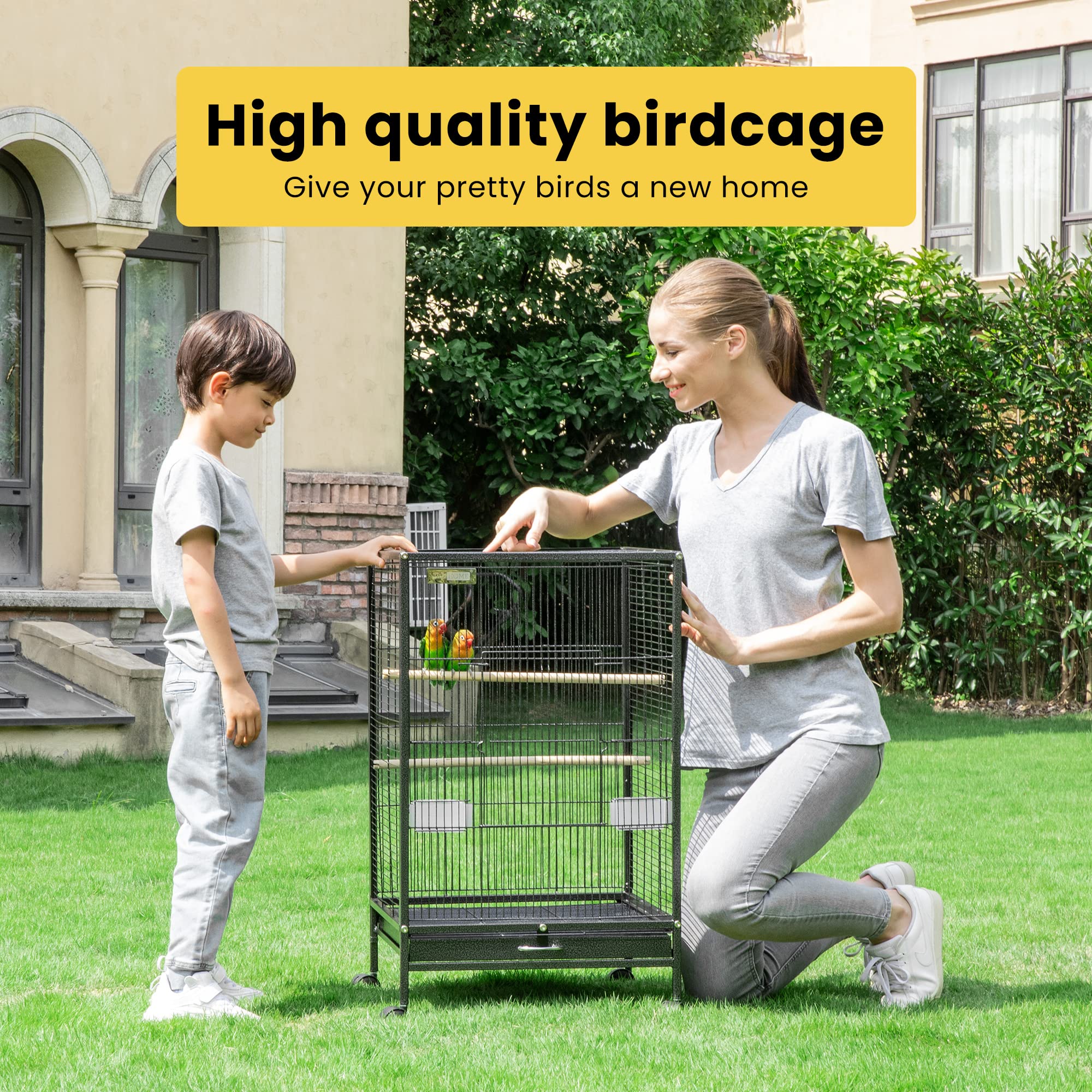 Foto 3 pulgar | Jaula Para Pájaros Vivohome De Hierro Forjado De 76 Cm De Altura Con Rollo Negro - Venta Internacional.