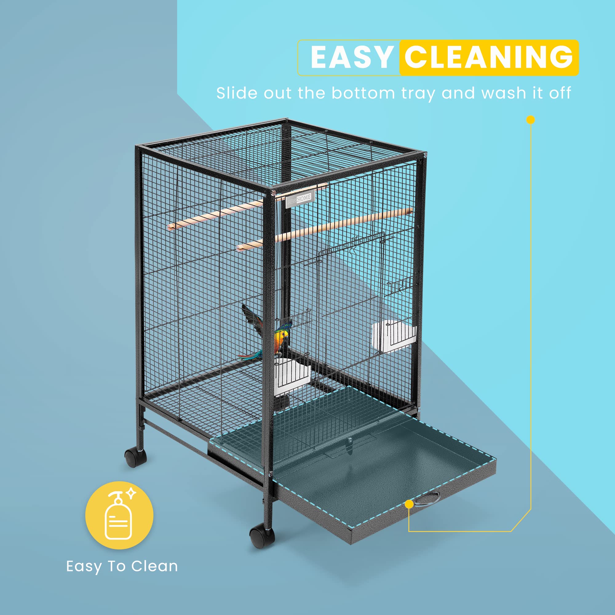 Foto 5 | Jaula Para Pájaros Vivohome De Hierro Forjado De 76 Cm De Altura Con Rollo Negro - Venta Internacional.