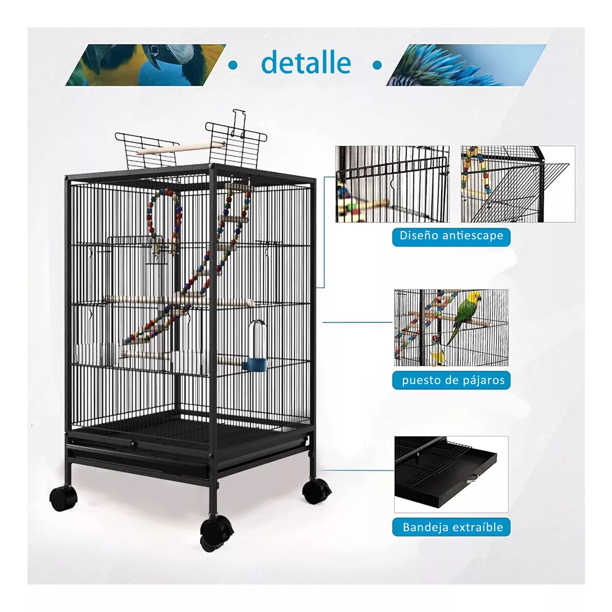 Foto 3 | Jaula Para Pájaro Aves Canario Perico Australianos Loro Nido Eo Safe Imports Esi-16266 Negro