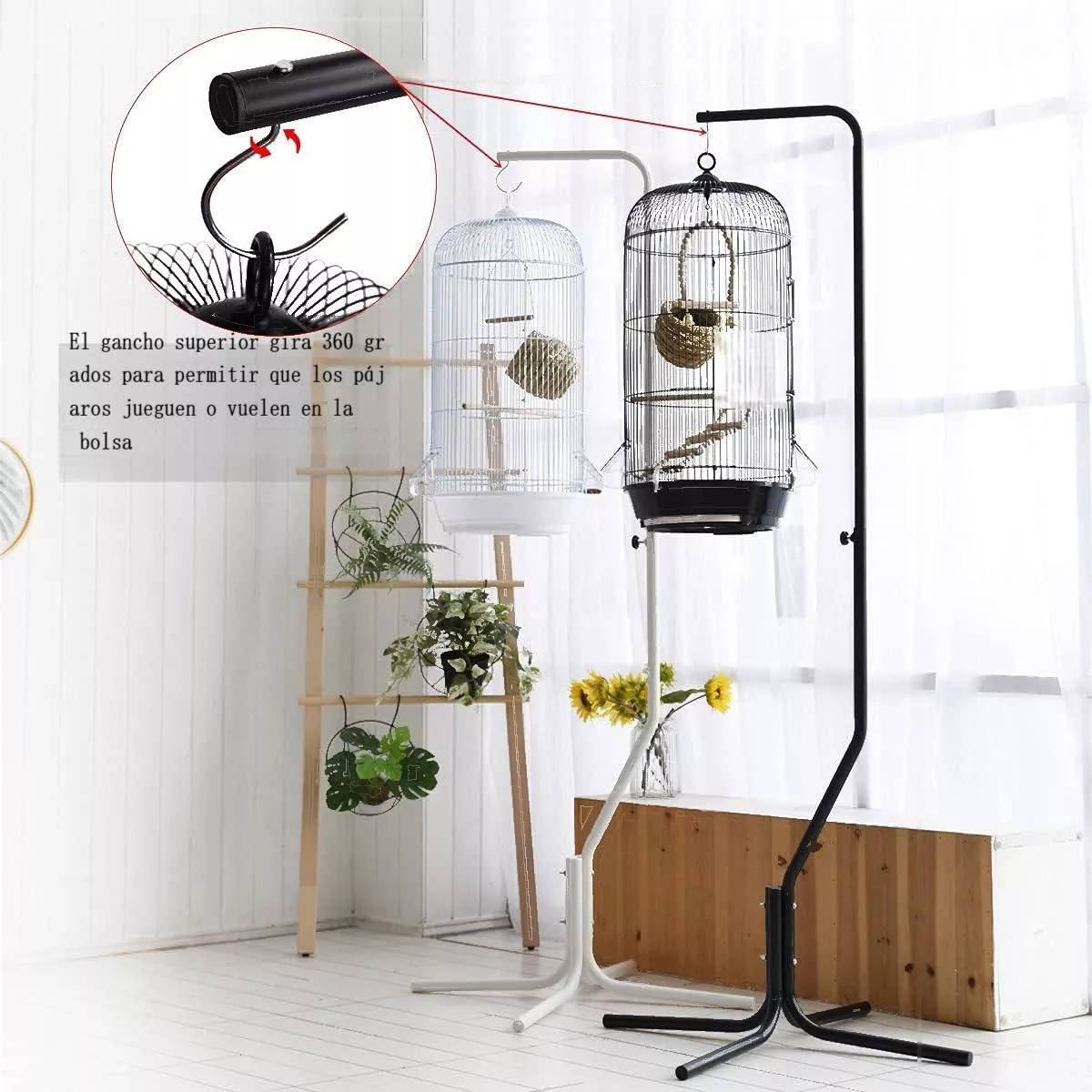 Foto 4 pulgar | Jaula Rodante Para Pájaro Aves Canario Perico Mediano Soporte Eo Safe Imports Esi-17252  Negro