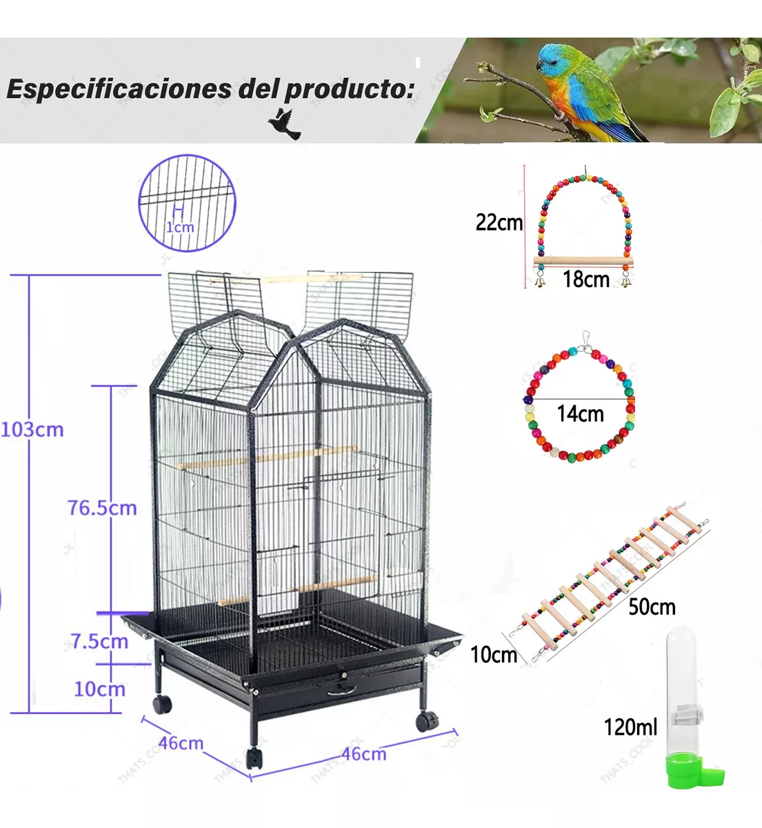 Foto 3 pulgar | Jaula Para Pájaro Aves Canario Perico Australianos Eo Safe Imports Esi-18562 Negro