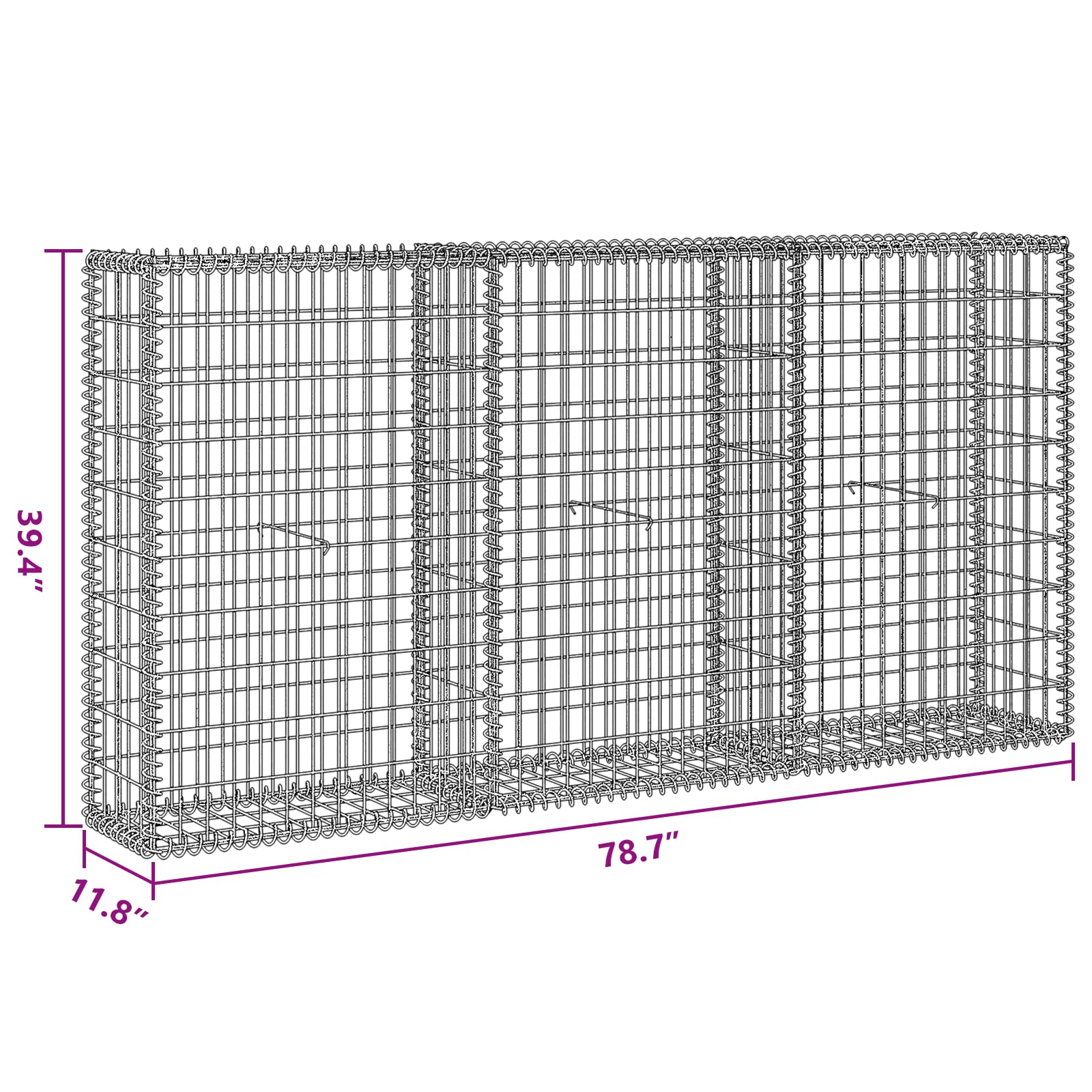 Foto 4 pulgar | Cesta Gabion Vidaxl Para Jardín, Pared De Acero Galvanizado, 200 X 30 X 100 Cm - Venta Internacional.