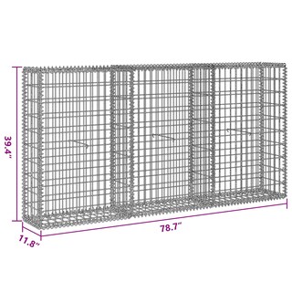 Foto 3 | Cesta Gabion Vidaxl Para Jardín, Pared De Acero Galvanizado, 200 X 30 X 100 Cm - Venta Internacional.