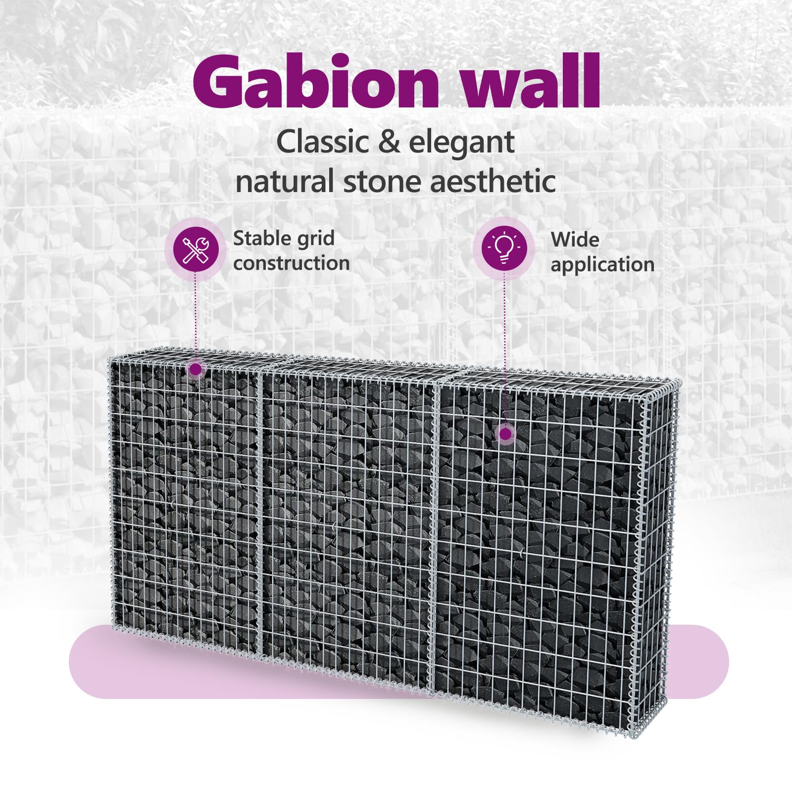 Foto 5 pulgar | Cesta Gabion Vidaxl Para Jardín, Pared De Acero Galvanizado, 200 X 30 X 100 Cm - Venta Internacional.