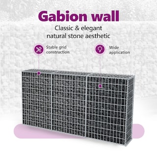 Foto 4 | Cesta Gabion Vidaxl Para Jardín, Pared De Acero Galvanizado, 200 X 30 X 100 Cm - Venta Internacional.